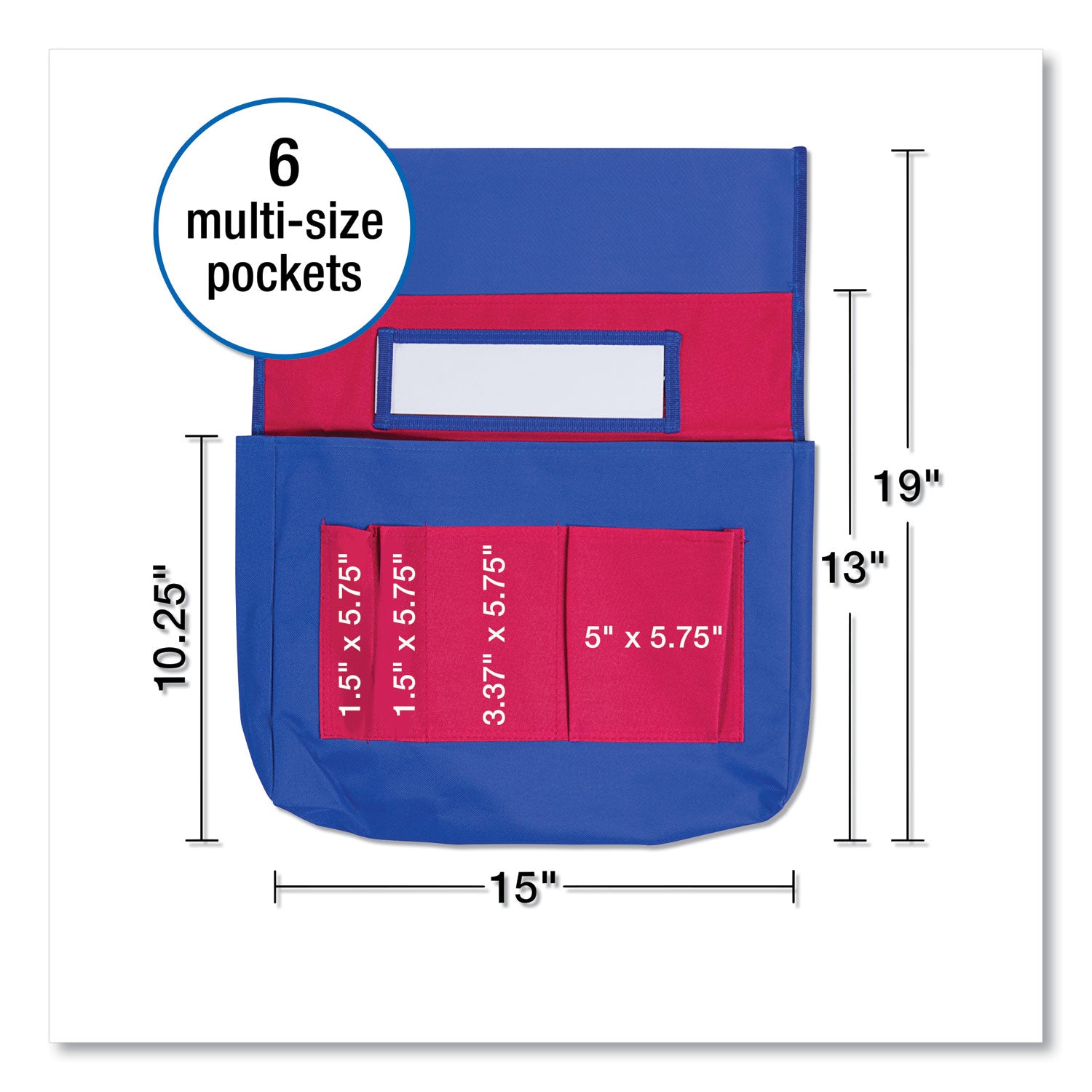 Carson-Dellosa Education Chairback Buddy Pocket Chart, 7 Pockets, 15 x 19, Blue/Red