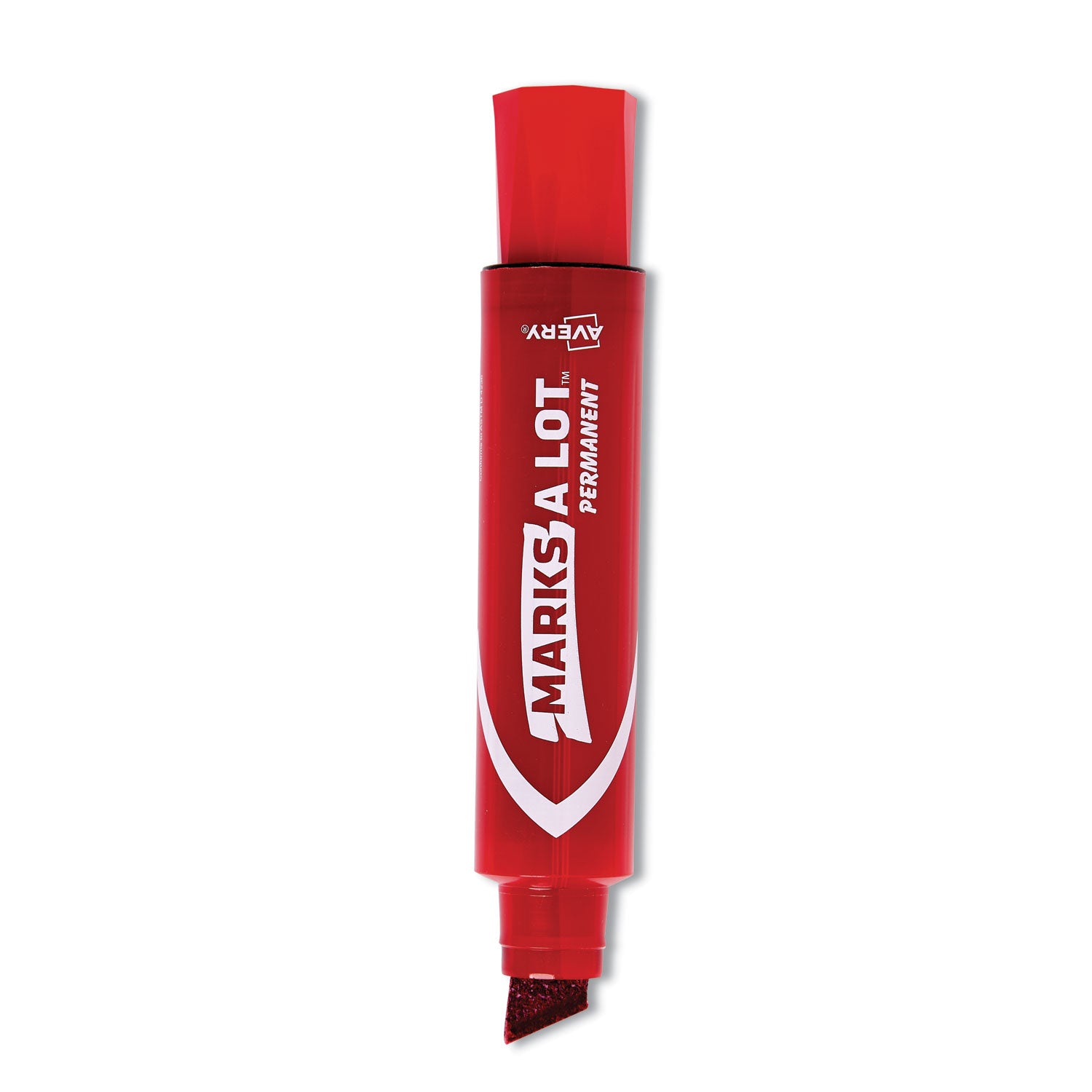 MARKS A LOT Extra-Large Desk-Style Permanent Marker, Extra-Broad Chisel Tip, Red (24147)