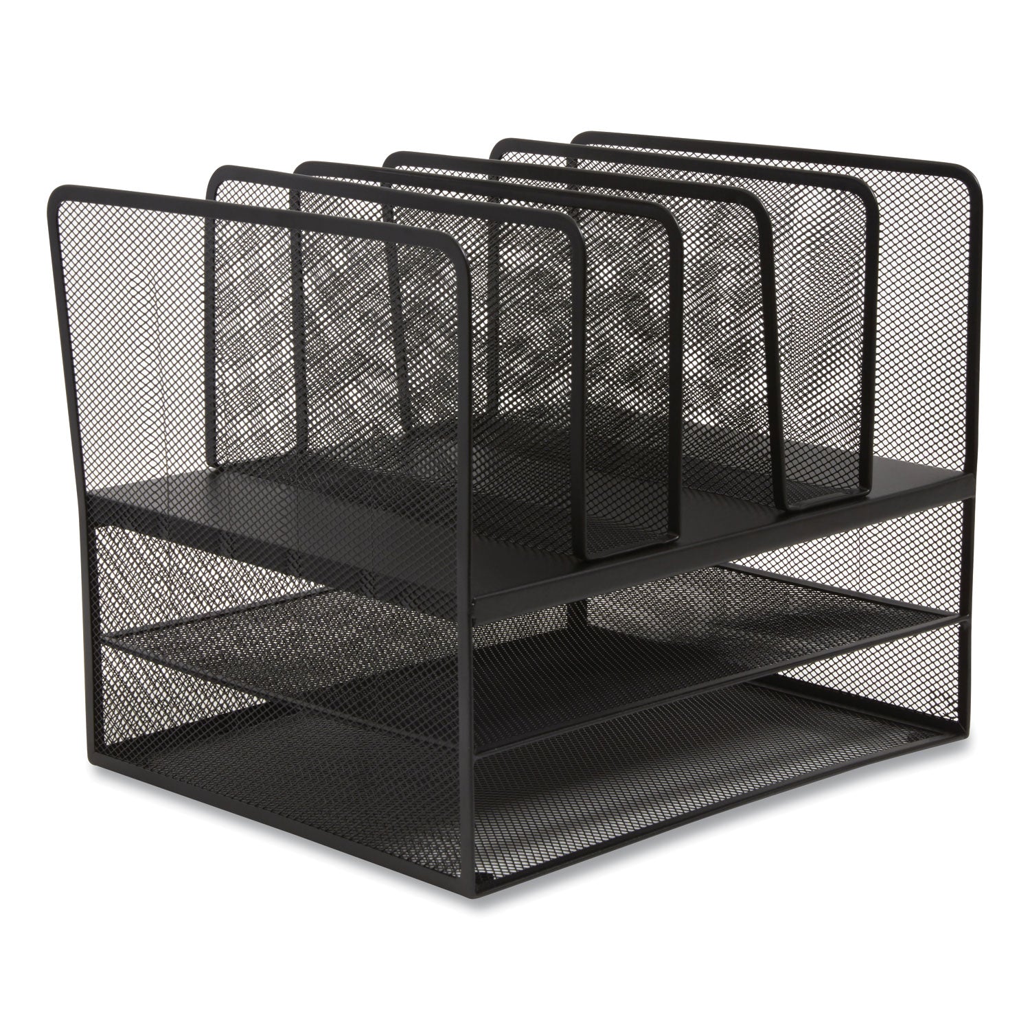 TRU RED™ Wire Mesh Combination Organizer, Vertical/Horizontal, 7 Sections, Letter-Size, 11.22 x 13.23 x 11.34, Matte Black