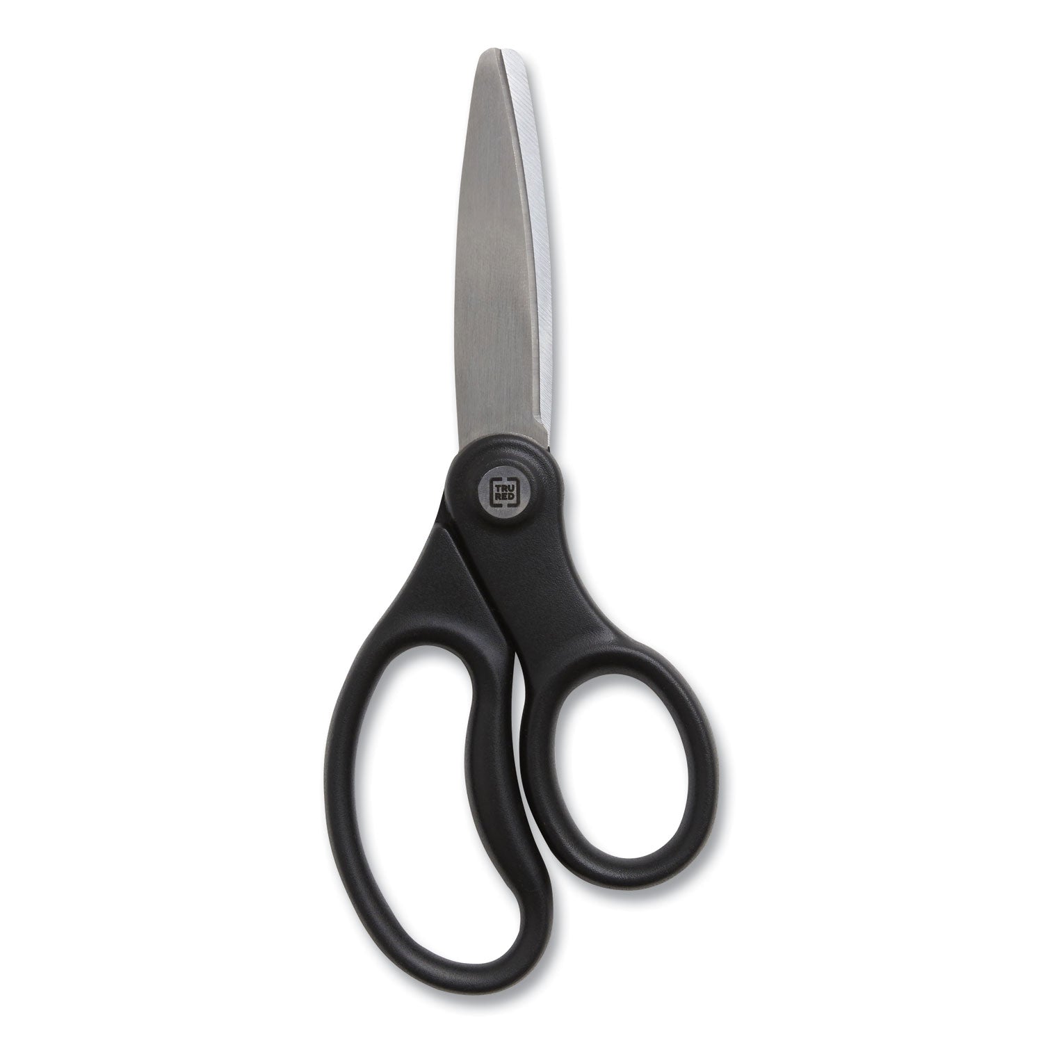 TRU RED™ Ambidextrous Stainless Steel Scissors, 5" Long, 2.64" Cut Length, Straight Ergonomic Black Handle