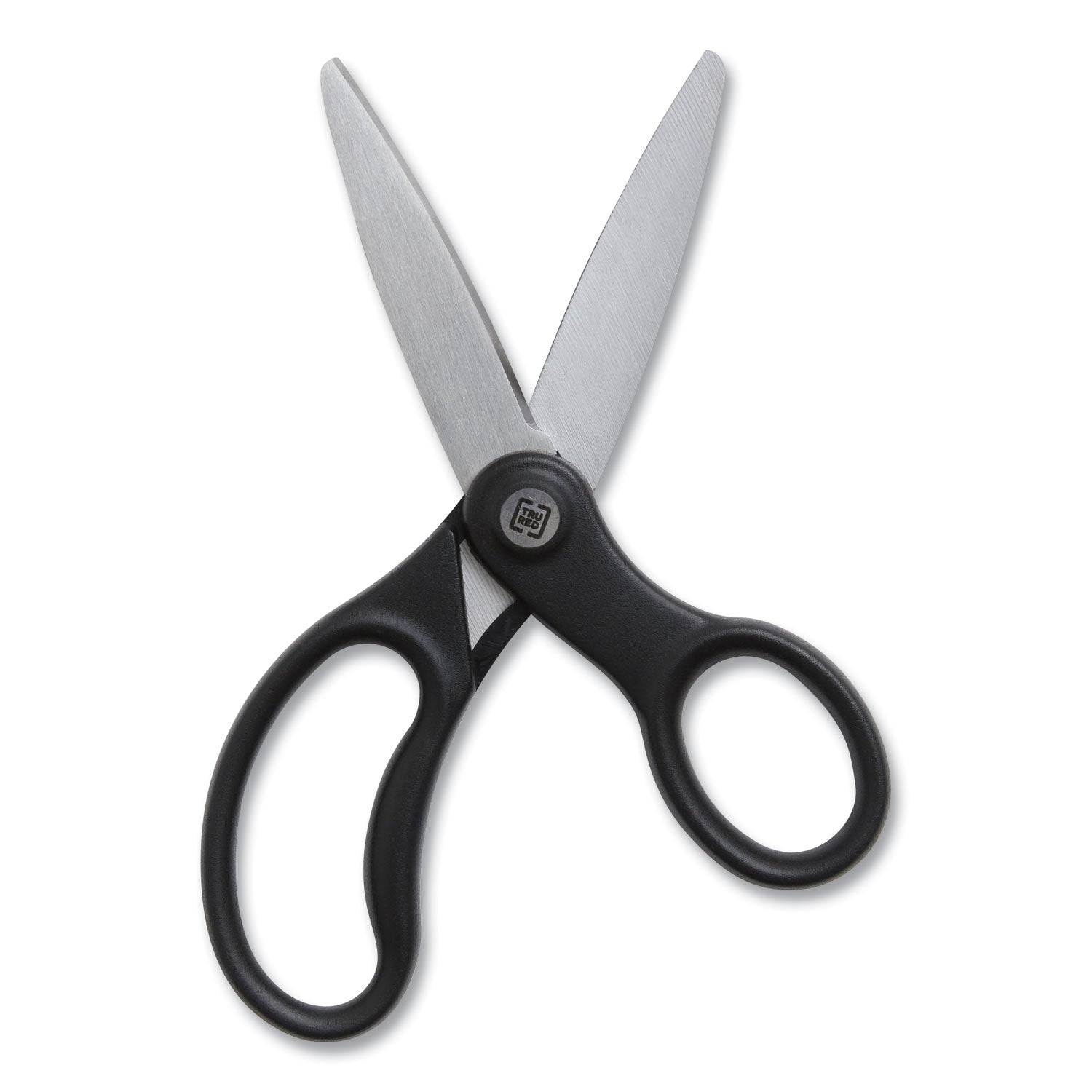 TRU RED™ Ambidextrous Stainless Steel Scissors, 5" Long, 2.64" Cut Length, Straight Ergonomic Black Handle