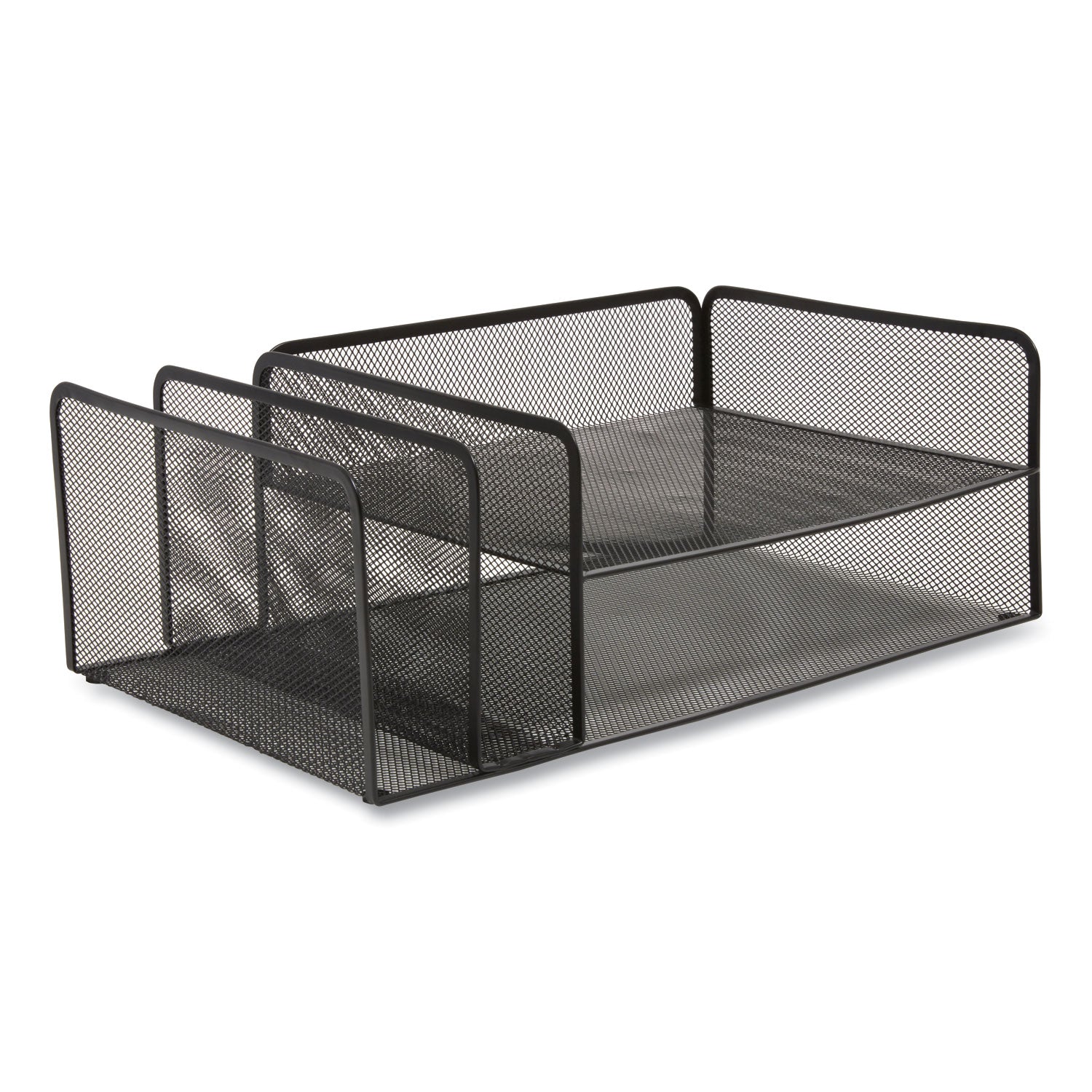 TRU RED™ Wire Mesh Combination Organizer, Vertical/Horizontal, 4 Sections, Letter-Size, 11.2 x 17.4 x 6.54, Matte Black