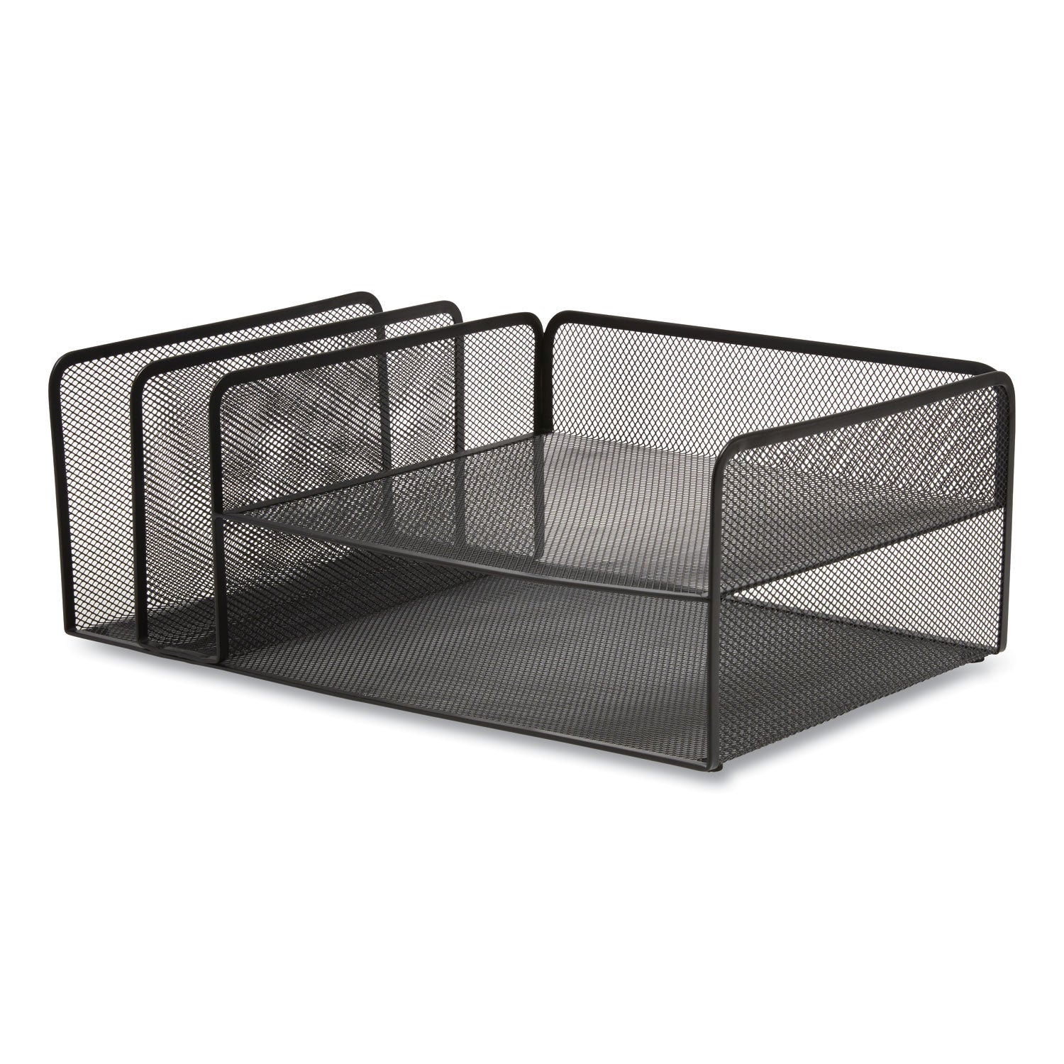 TRU RED™ Wire Mesh Combination Organizer, Vertical/Horizontal, 4 Sections, Letter-Size, 11.2 x 17.4 x 6.54, Matte Black