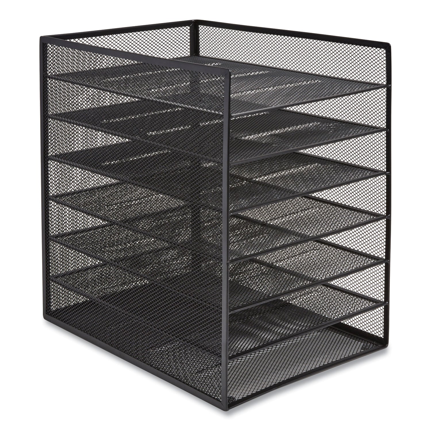 TRU RED™ Front-Load Enclosed Wire Mesh Horizontal Document Organizer, 6 Sections, Letter-Size, 9.25 x 13.38 x 13.38, Matte Black