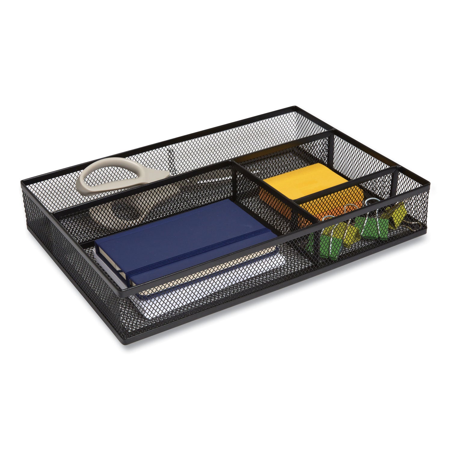 Mesh Drawer Organizer, Four Compartment, 13.58 x 9.45 x 2.2, Black TRU RED™ Flipcost