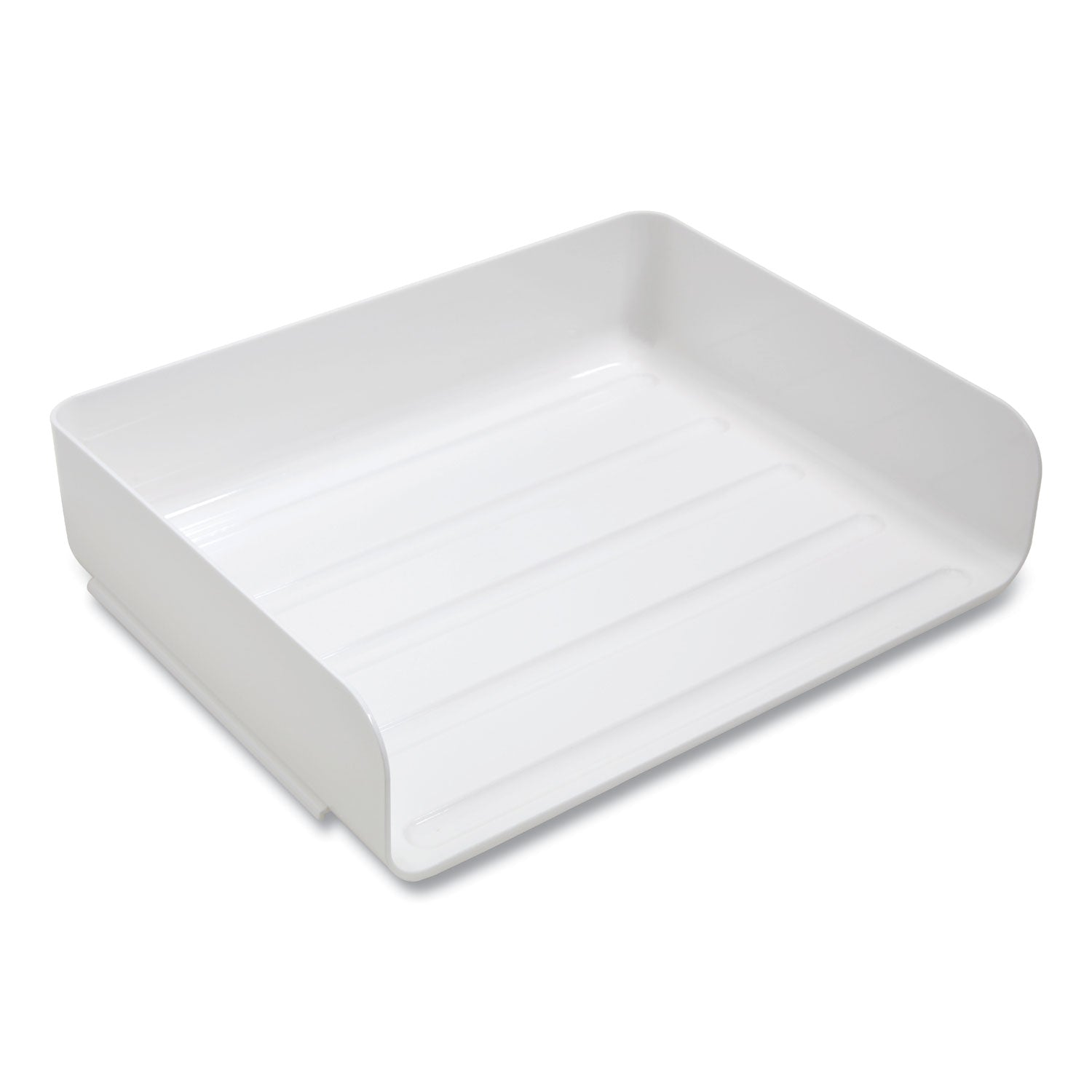 Side-Load Stackable Plastic Document Tray, 1 Section, Letter-Size, 12.63 x 9.72 x 3.01, White, 2/Pack