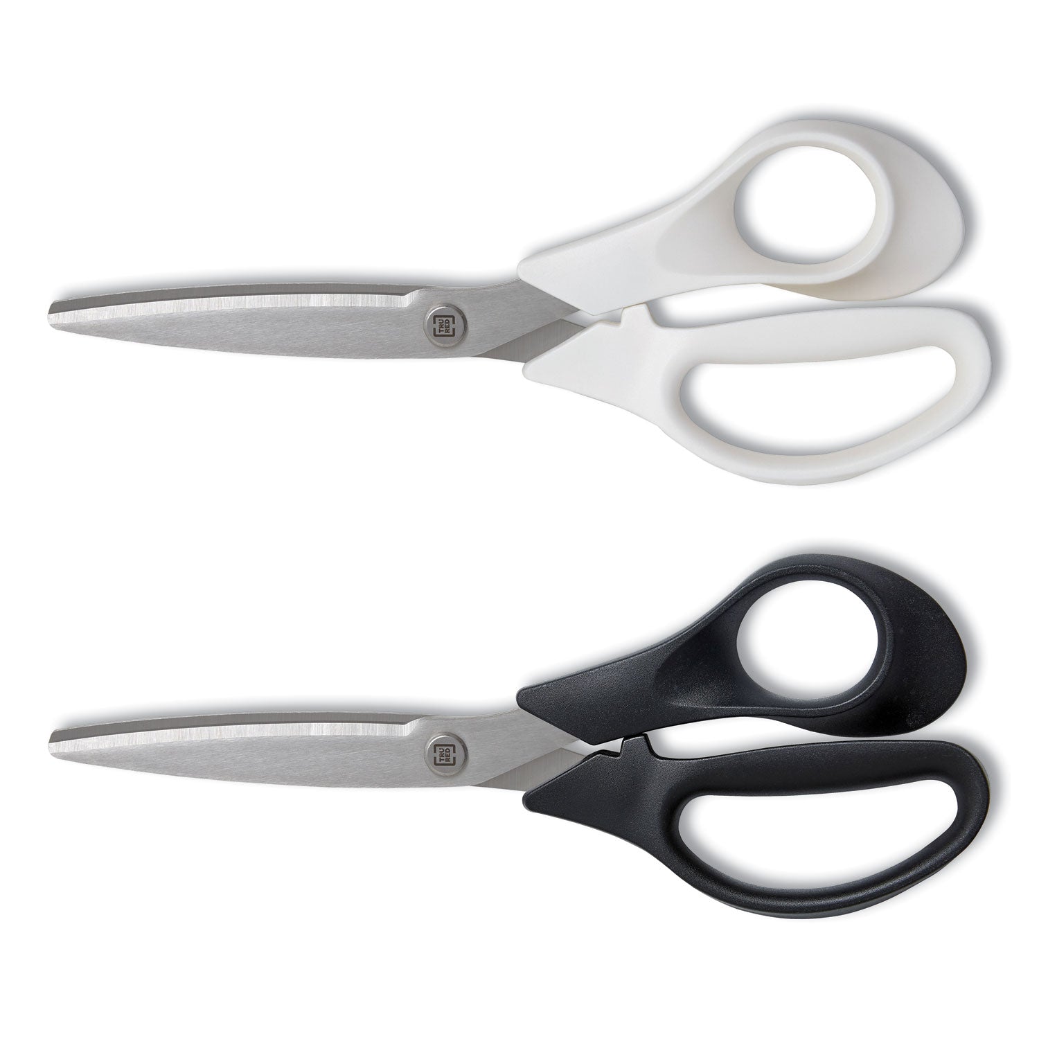 Stainless Steel Scissors, 8" Long, 3.58" Cut Length, Straight Assorted Color Handles, 2/Pack