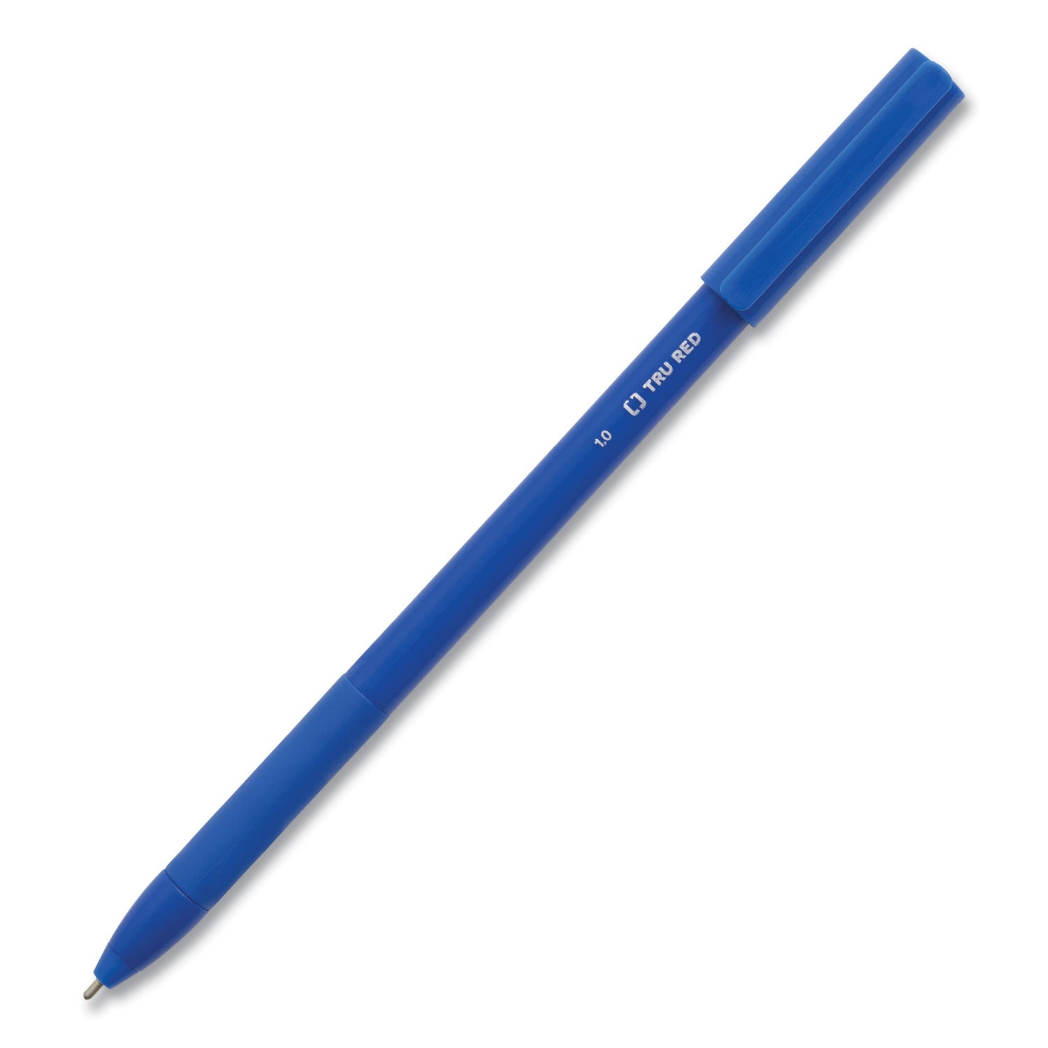 Gripped Ballpoint Pen, Stick, Medium 1 mm, Blue Ink, Blue Barrel, 60/Pack TRU RED™ Flipcost