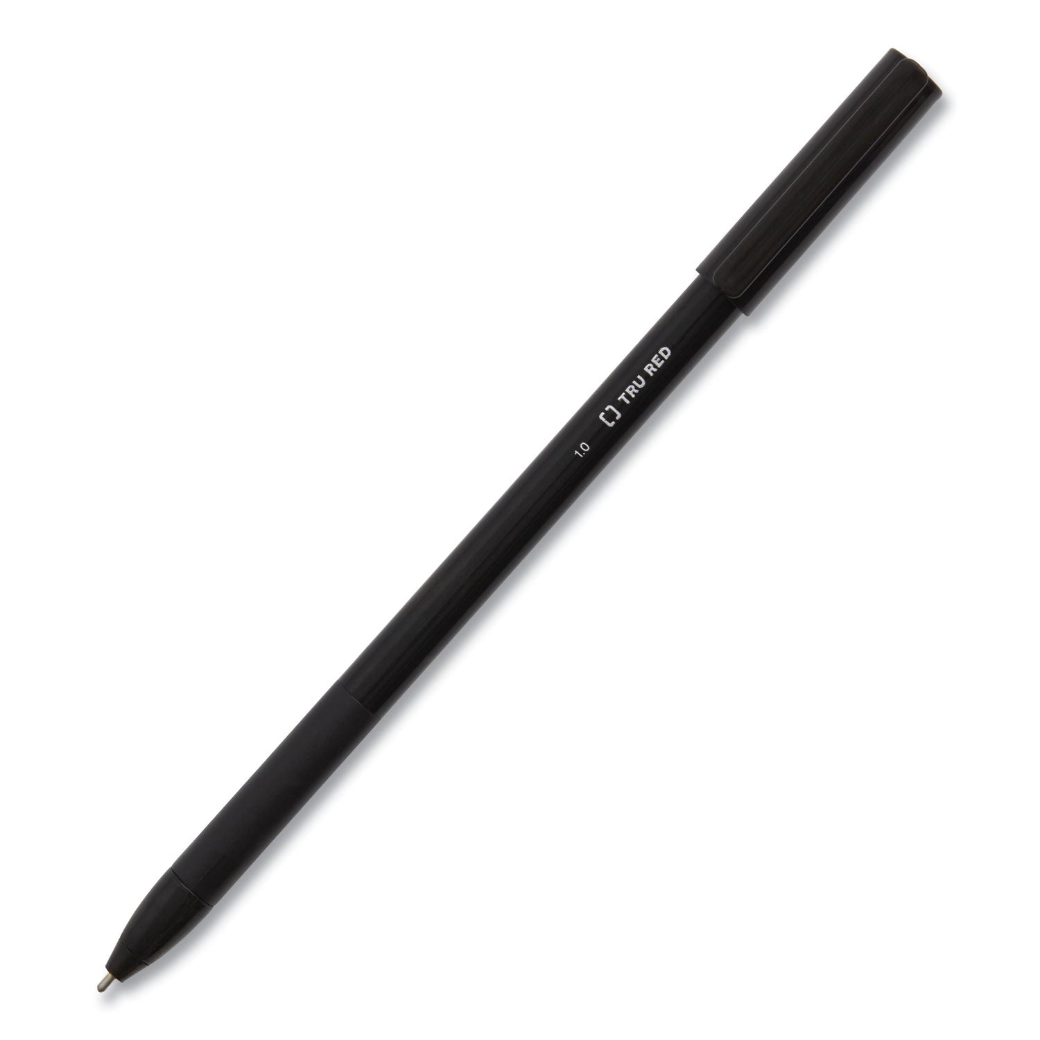 Gripped Ballpoint Pen, Stick, Medium 1 mm, Black Ink, Black Barrel, 60/Pack TRU RED™ Flipcost