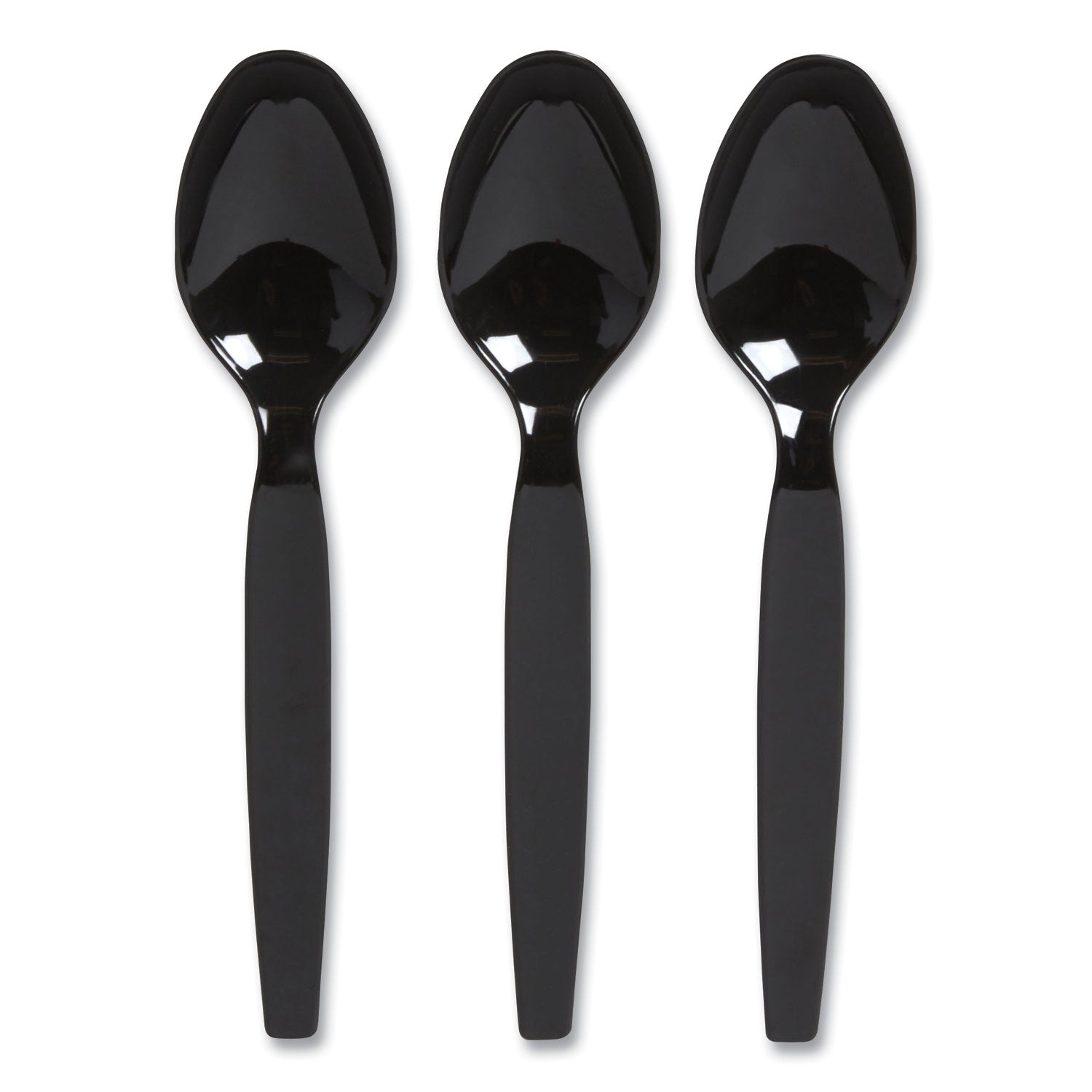 Perk™ Heavyweight Plastic Cutlery, Teaspoon, Black, 100/Pack