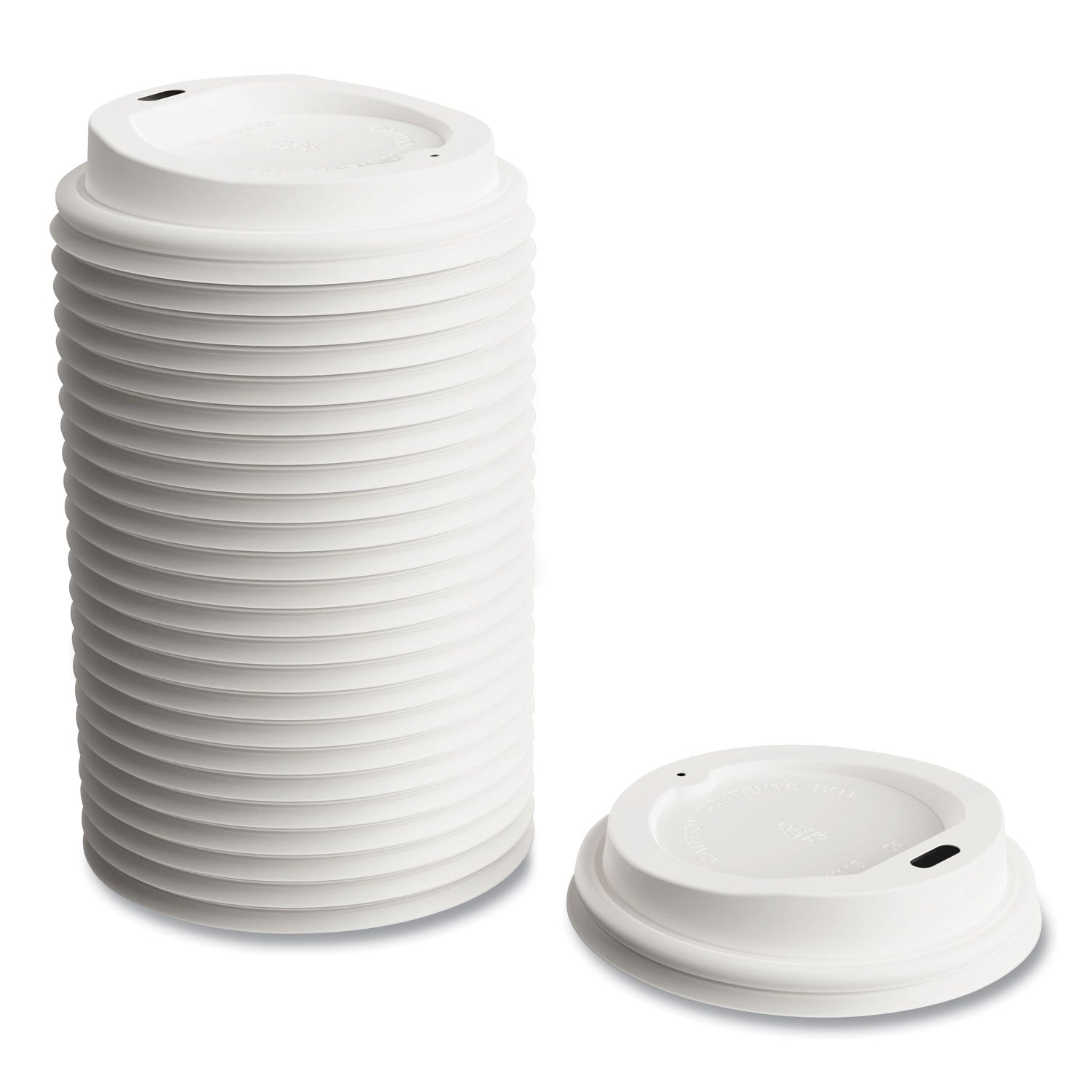 Perk™ Plastic Hot Cup Lids, Fits 8 oz Cups, White, 50/Pack