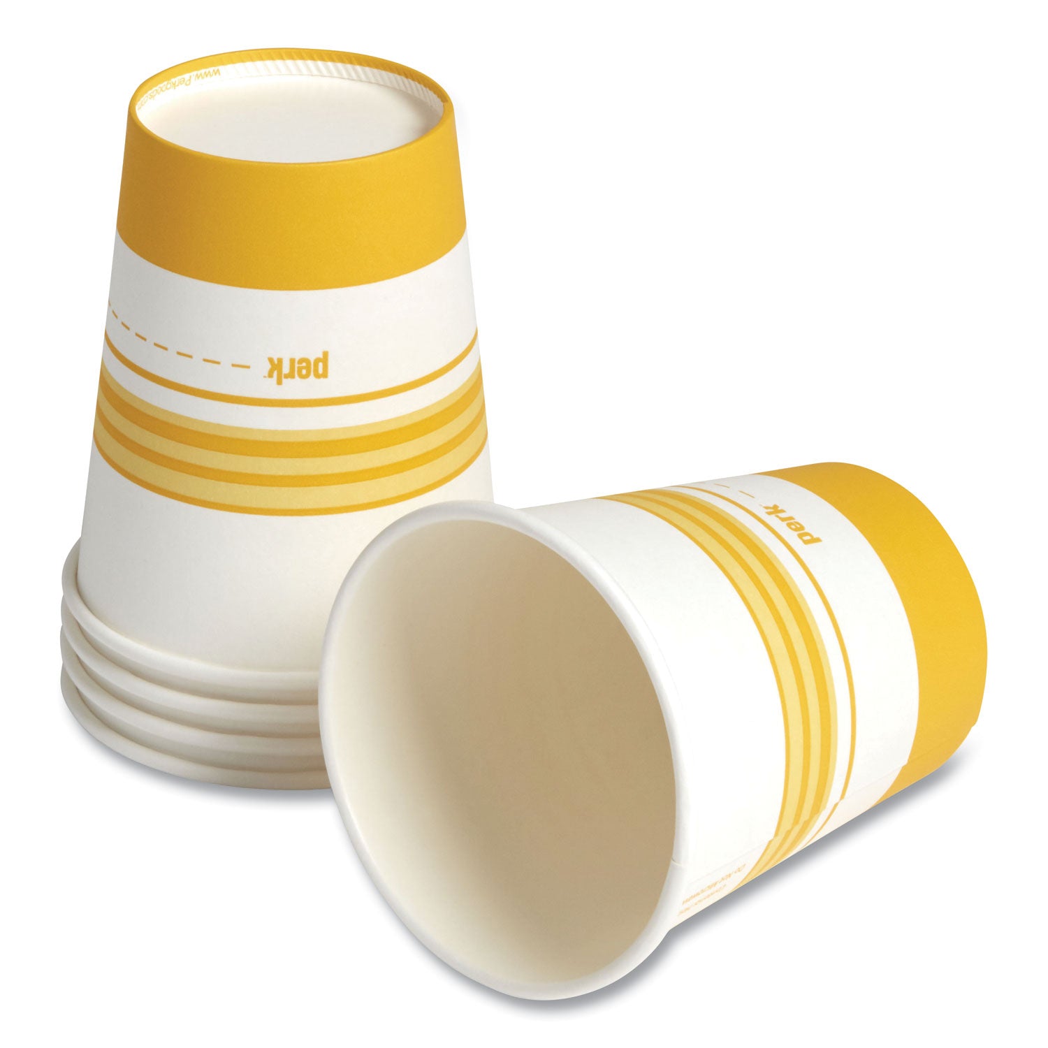 Perk™ Paper Hot Cups, 8 oz, White/Yellow, 50/Pack