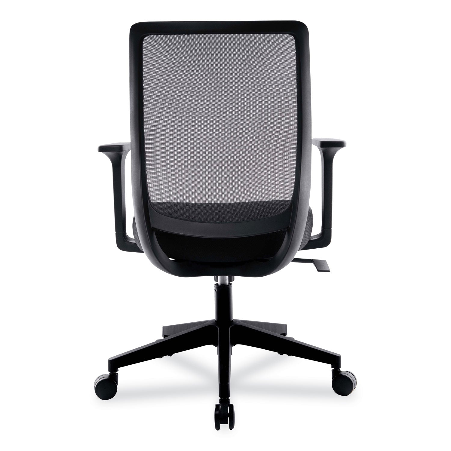 Union & Scale™ Essentials Mesh Back Fabric Task Chair with Arms, Supports Up to 275 lb, Black Fabric Seat, Black Mesh Back, Black Base