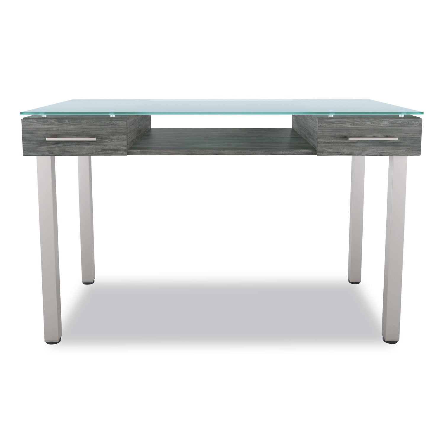 Union & Scale™ Prestige Glass Writing Desk, 47.1" x 23.5" x 29.5", Gray