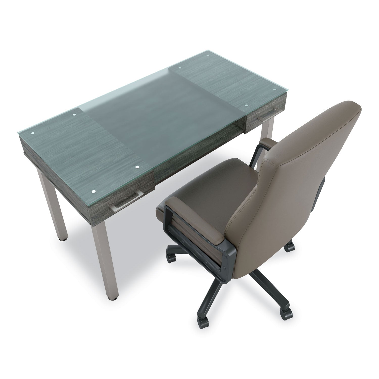 Union & Scale™ Prestige Glass Writing Desk, 47.1" x 23.5" x 29.5", Gray