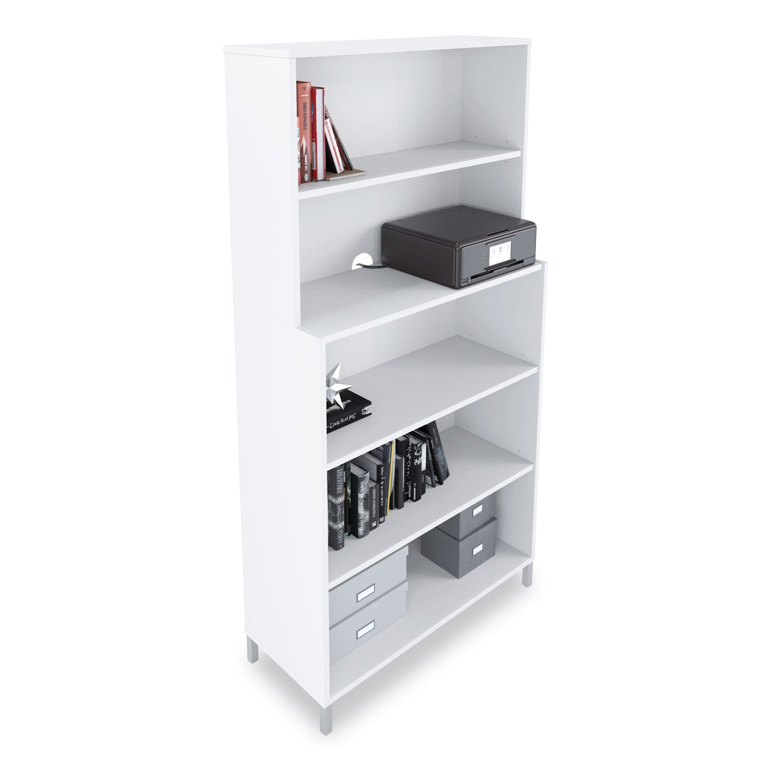 Union & Scale™ Essentials Laminate Bookcase, Five-Shelf, 35.8w x 14.9d x 72h, White