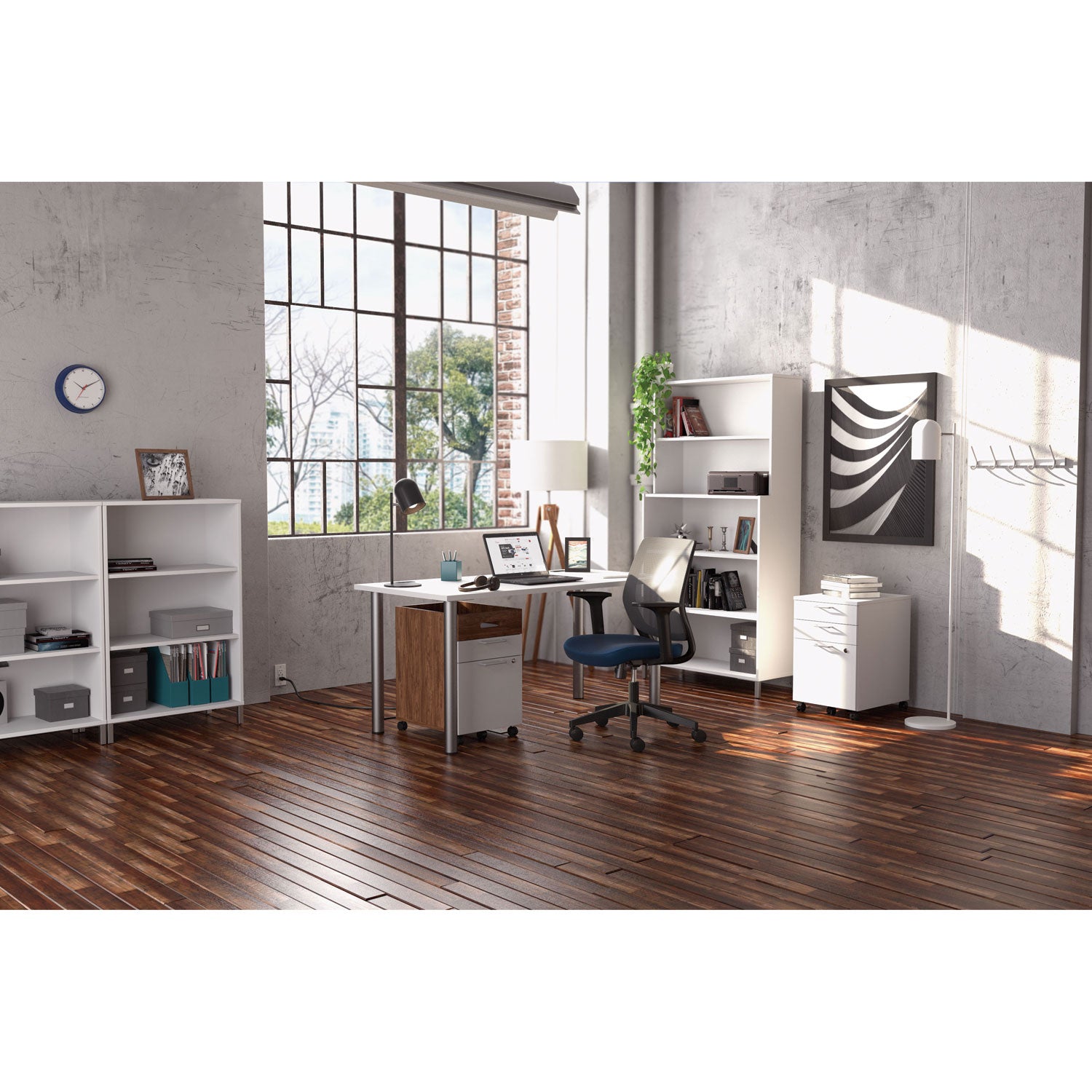 Union & Scale™ Essentials Laminate Bookcase, Five-Shelf, 35.8w x 14.9d x 72h, White