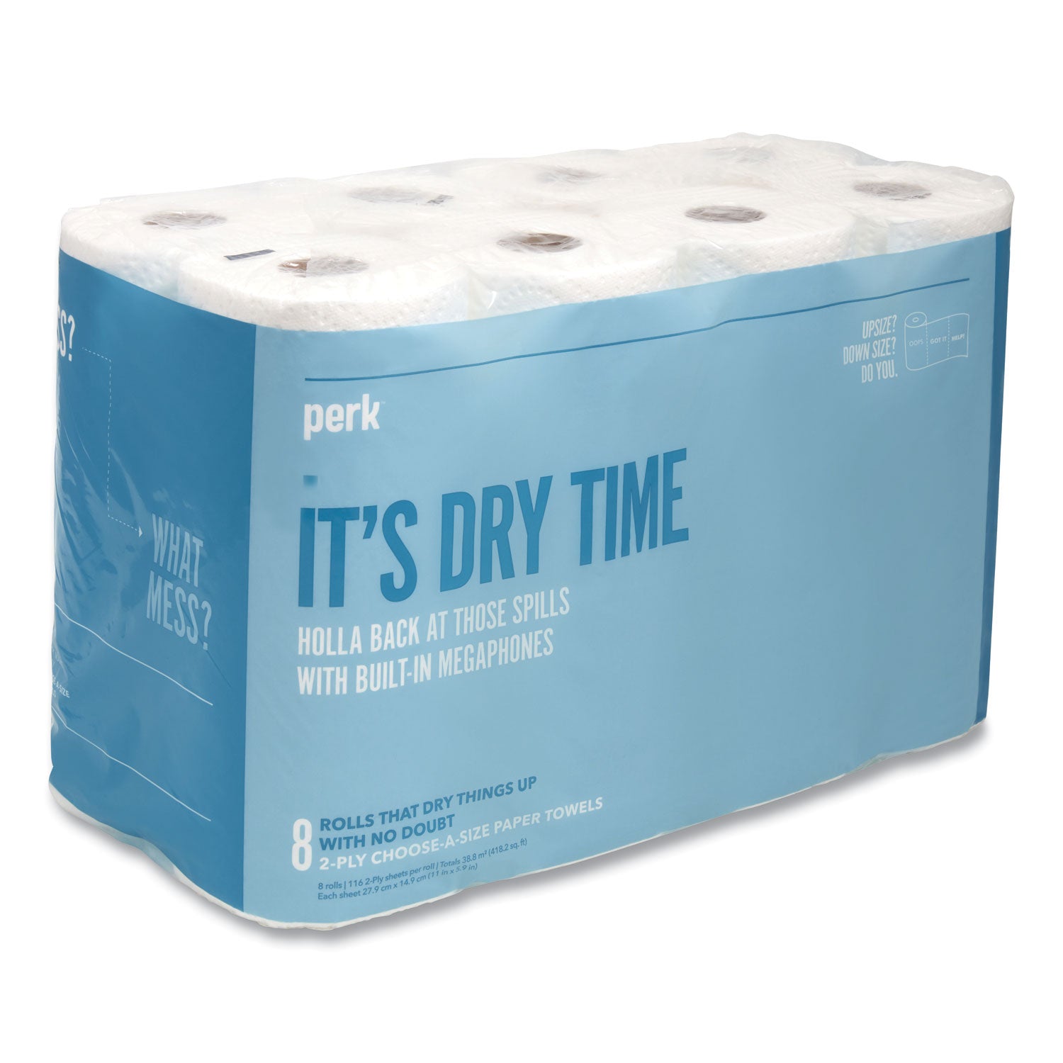 Perk™ Choose-A-Size Kitchen Roll Paper Towels, 2-Ply, 5.9 x 11, White, 116 Sheets/Roll, 8 Rolls/Pack