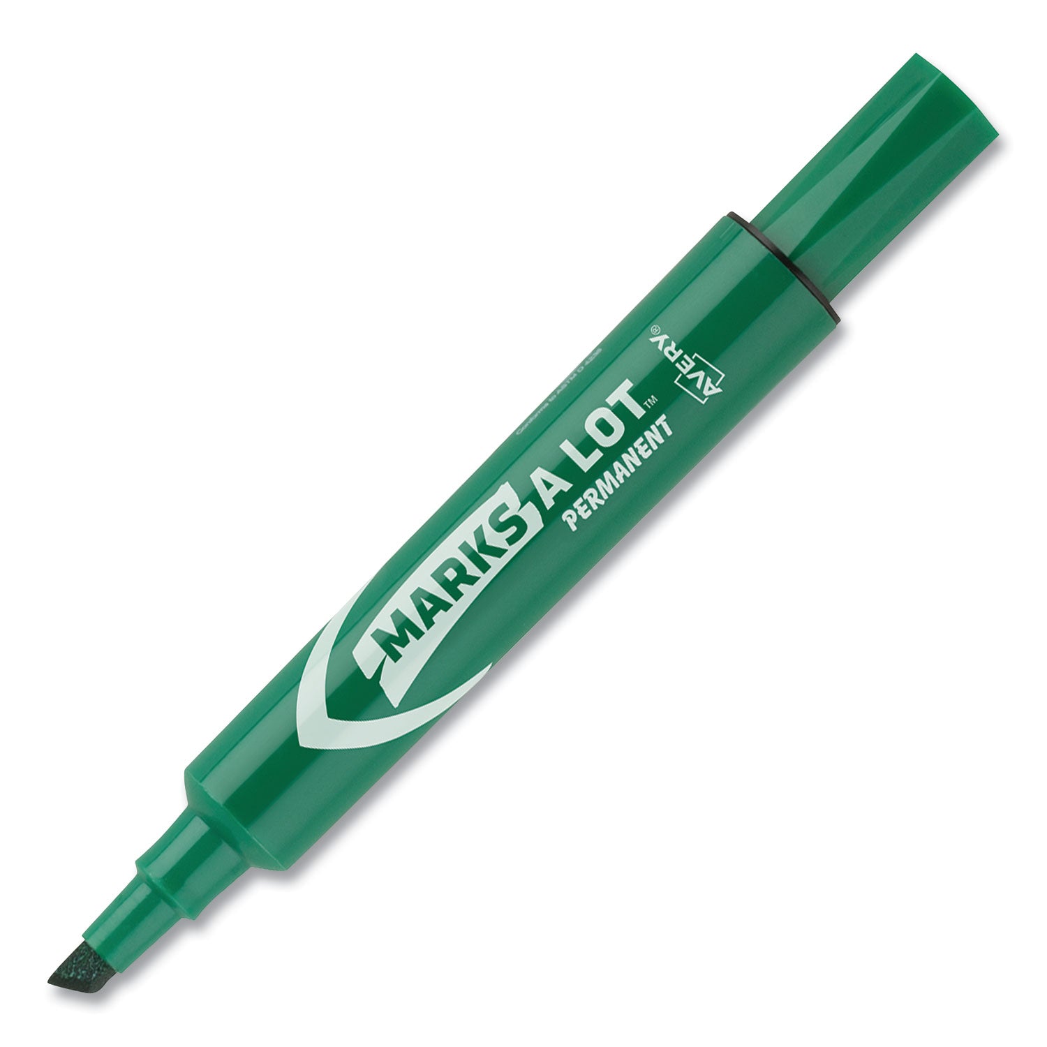 Avery® MARKS A LOT Regular Desk-Style Permanent Marker, Broad Chisel Tip, Green, Dozen (7885)