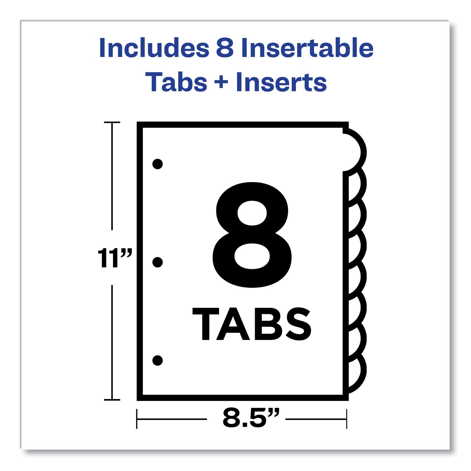 Avery® Insertable Style Edge Tab Plastic Dividers, 8-Tab, 11 x 8.5, Translucent, 1 Set