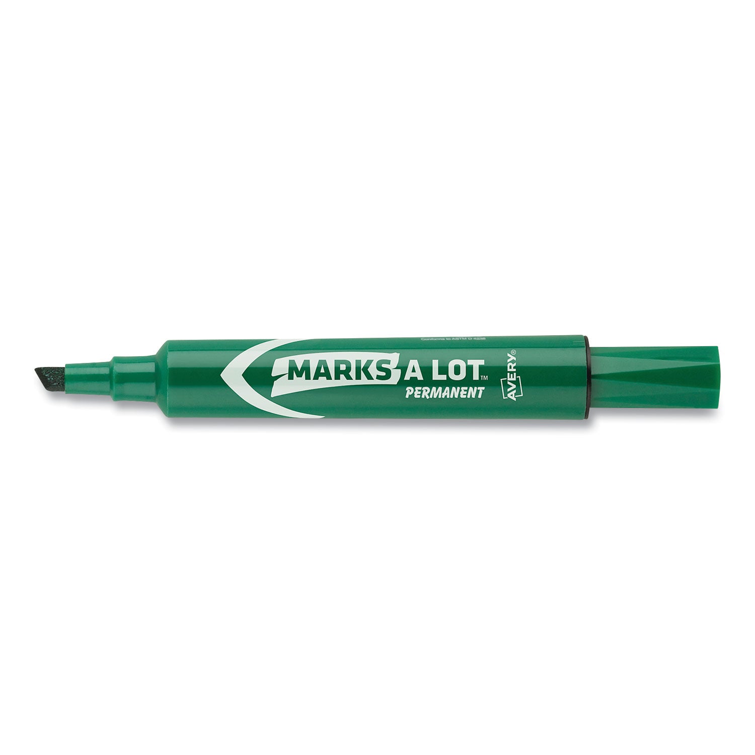 Avery® MARKS A LOT Regular Desk-Style Permanent Marker, Broad Chisel Tip, Green, Dozen (7885)