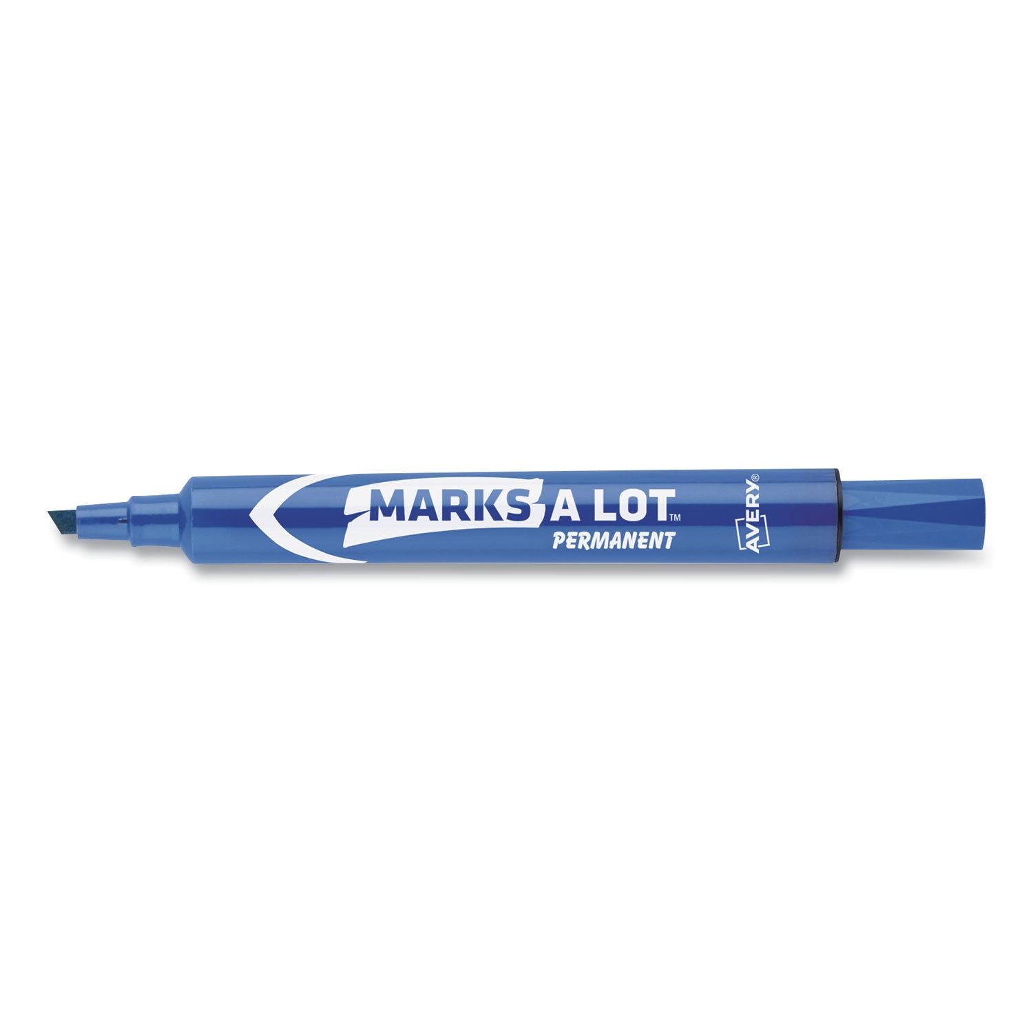 Avery® MARKS A LOT Large Desk-Style Permanent Marker, Broad Chisel Tip, Blue, Dozen (8886)