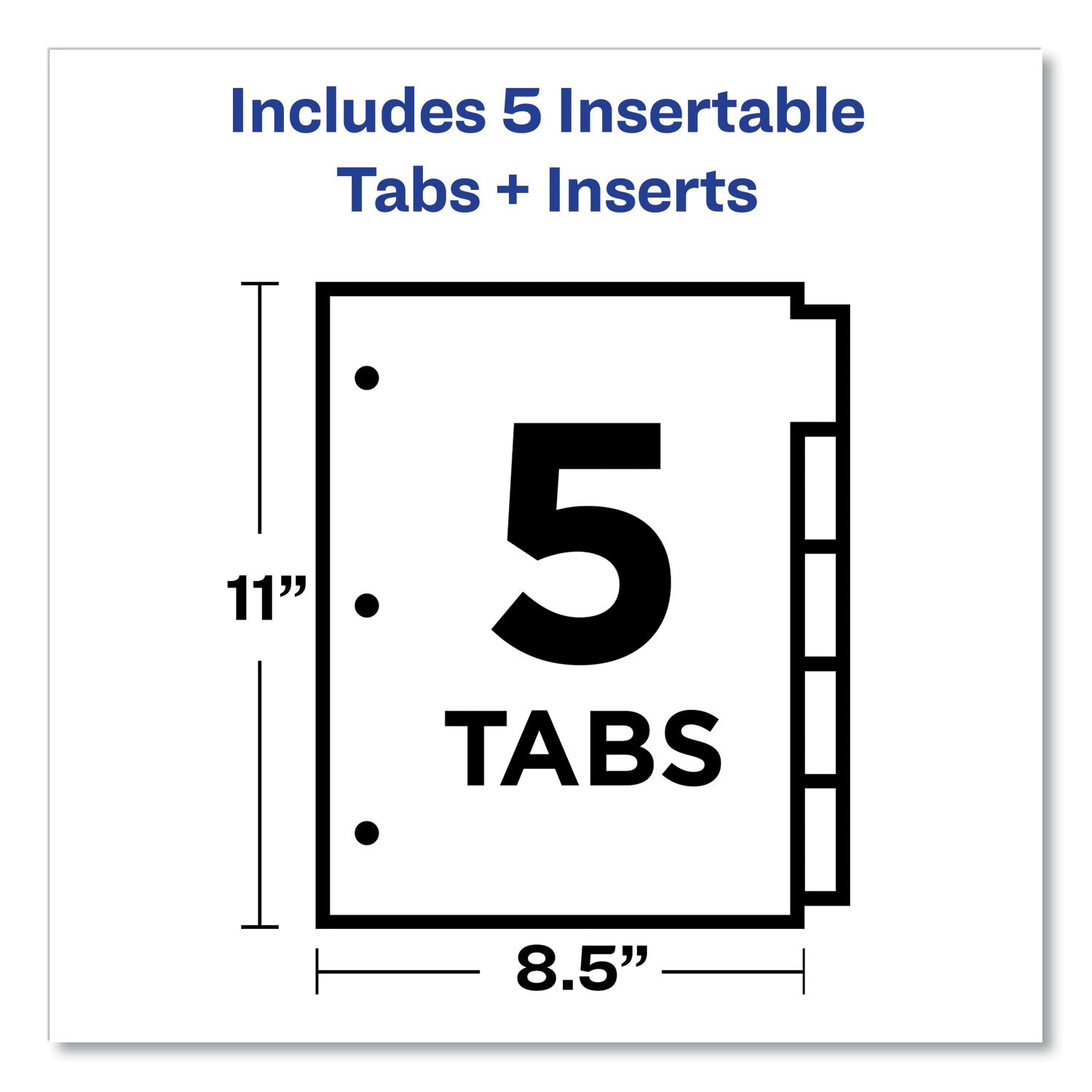 Office Essentials™ Plastic Insertable Dividers, 5-Tab, 11 x 8.5, Assorted Tabs, 1 Set