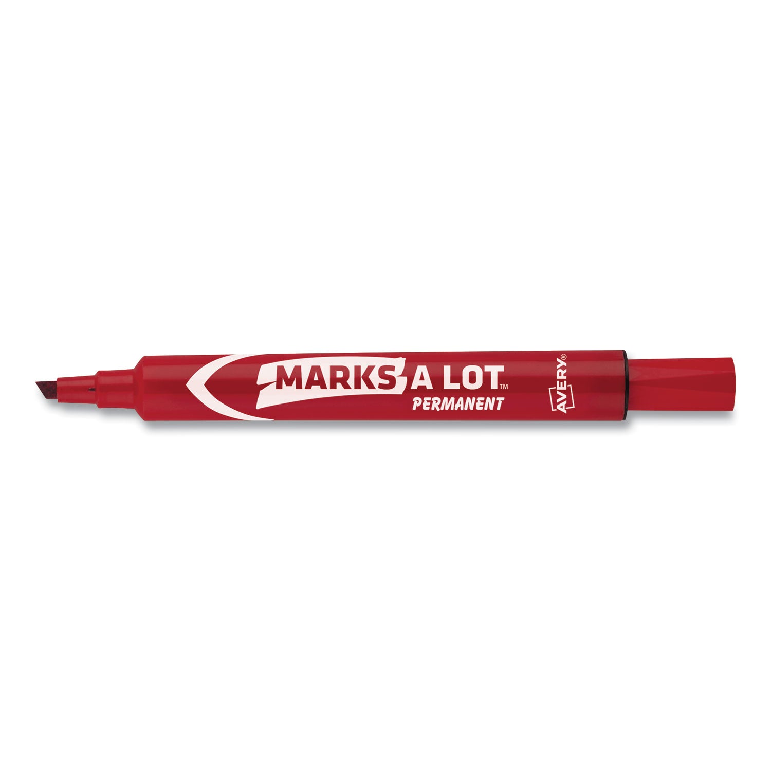 Avery® MARKS A LOT Large Desk-Style Permanent Marker, Broad Chisel Tip, Red, Dozen (8887)