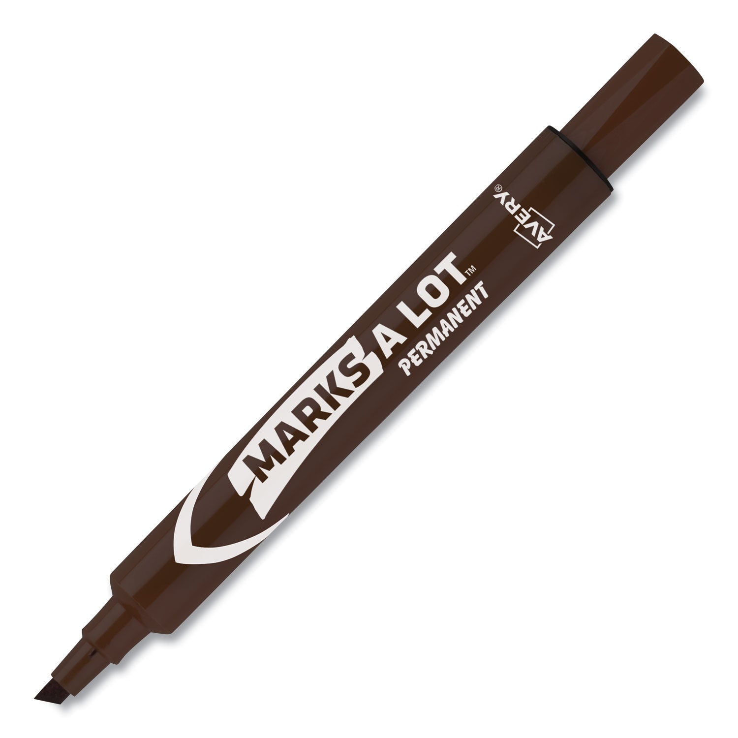 Avery® MARKS A LOT Large Desk-Style Permanent Marker, Broad Chisel Tip, Brown, Dozen (8881)