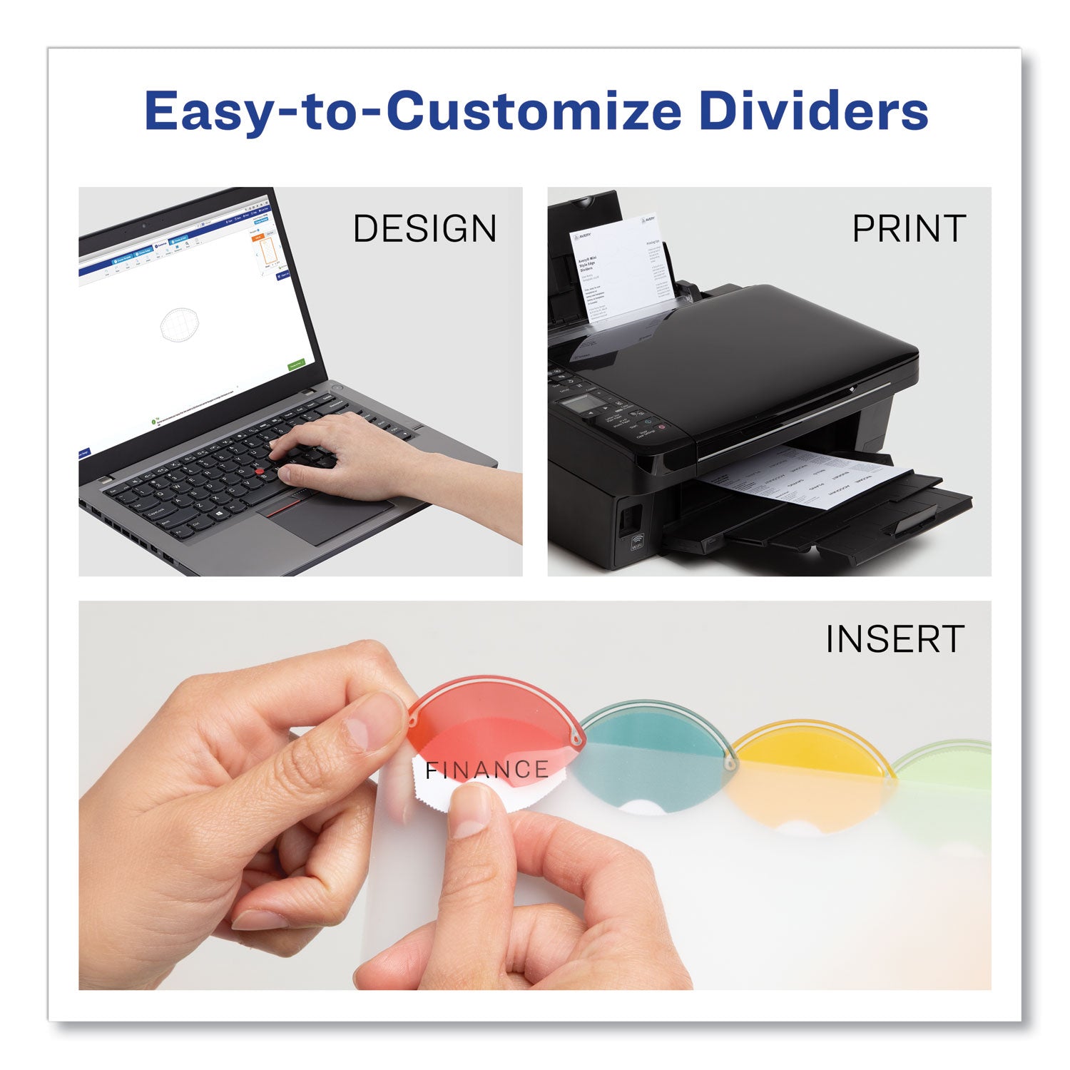 Avery® Insertable Style Edge Tab Plastic Dividers, 7-Hole Punched, 5-Tab, 8.5 x 5.5, Translucent, 1 Set