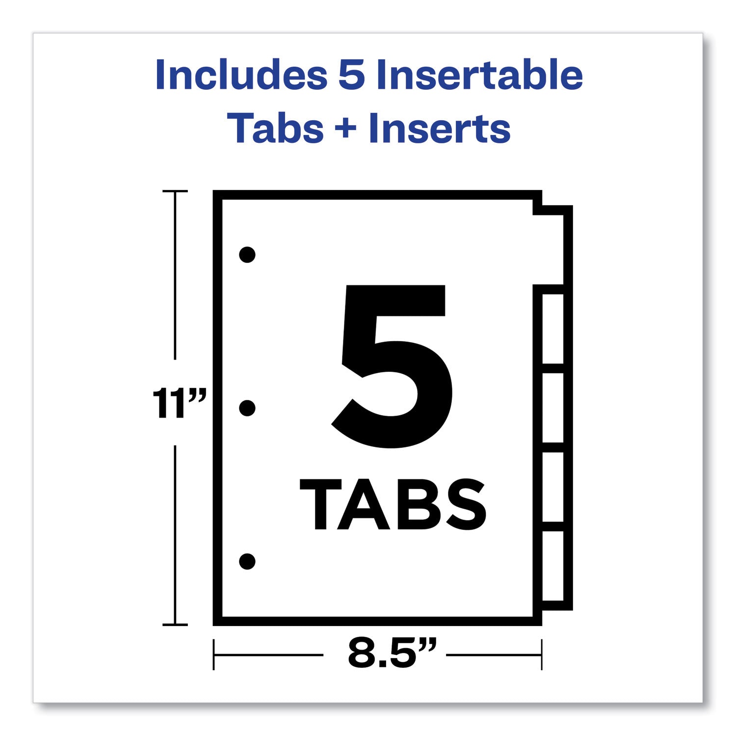 Avery® Insertable Big Tab Plastic Dividers, 5-Tab, 11 x 8.5, Assorted, 1 Set