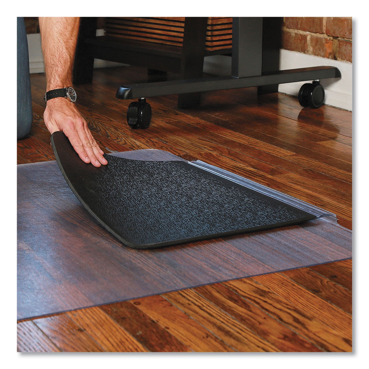 ES Robbins® Sit or Stand Mat for Carpet or Hard Floors, 36 x 53 with Lip, Clear/Black