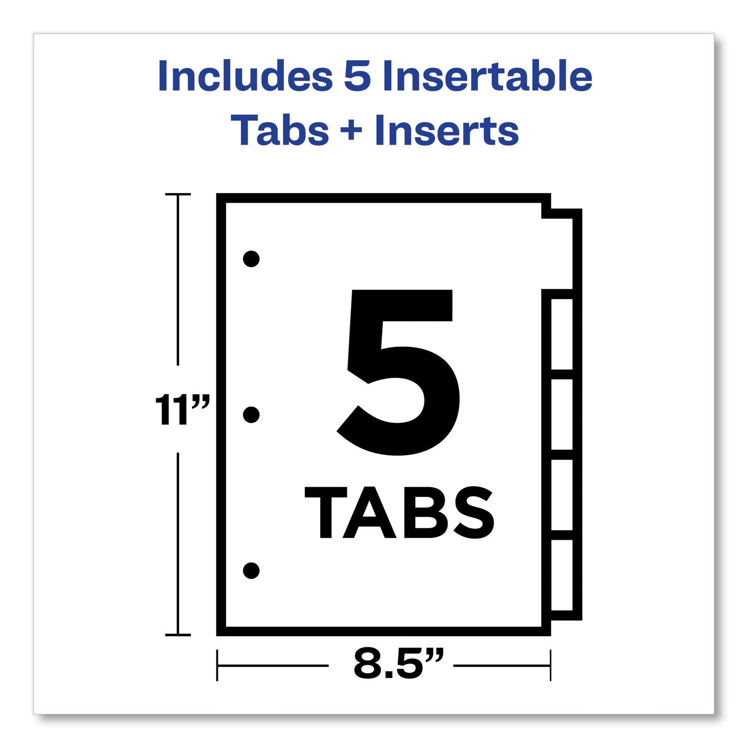 Avery® Insertable Big Tab Dividers, 5-Tab, Double-Sided Gold Edge Reinforcing, 11 x 8.5, Buff, Clear Tabs, 1 Set