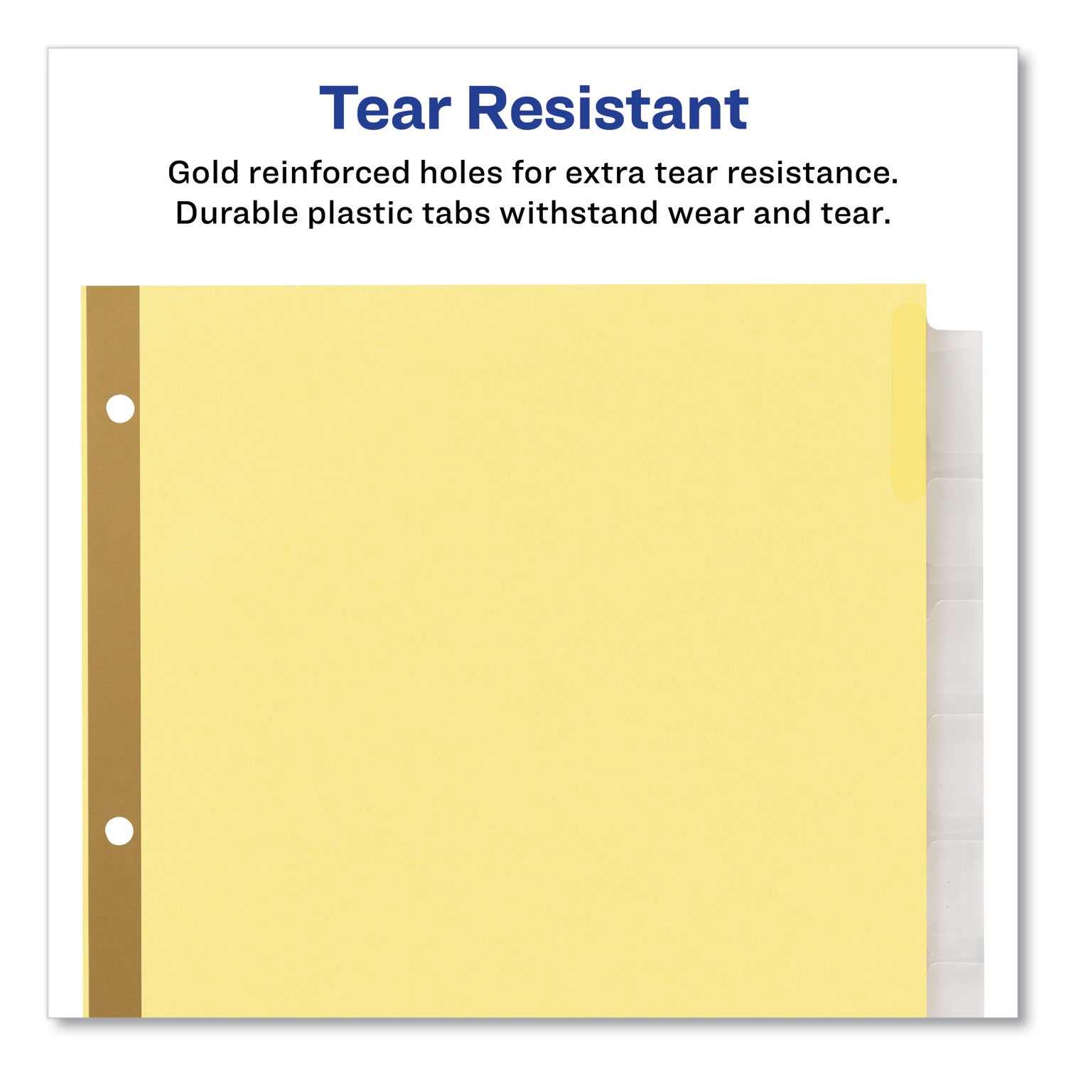 Avery® Insertable Big Tab Dividers, 8-Tab, Double-Sided Gold Edge Reinforcing, 11 x 8.5, Buff, Clear Tabs, 24 Sets