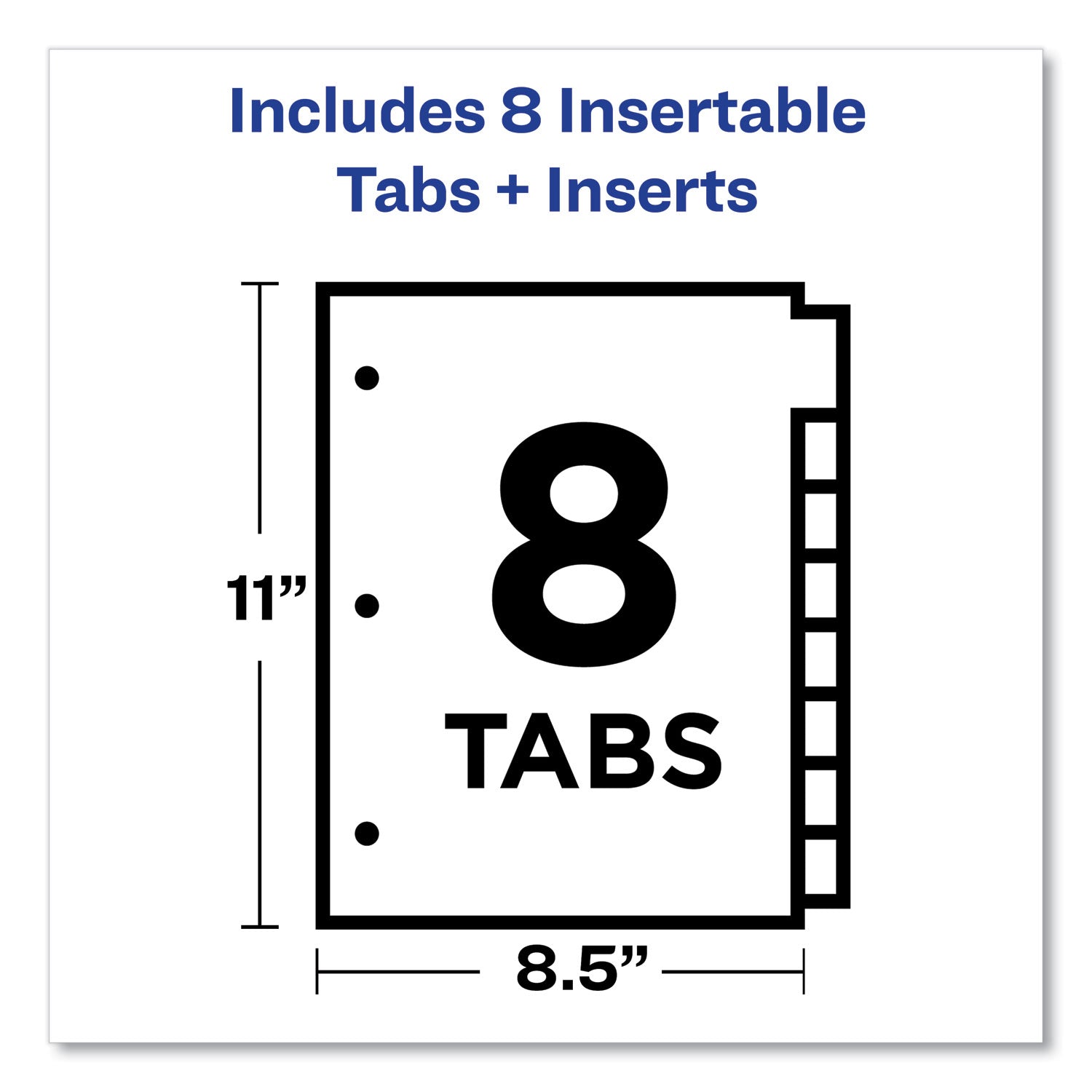 Avery® Insertable Big Tab Plastic Dividers, 8-Tab, 11 x 8.5, Assorted, 1 Set