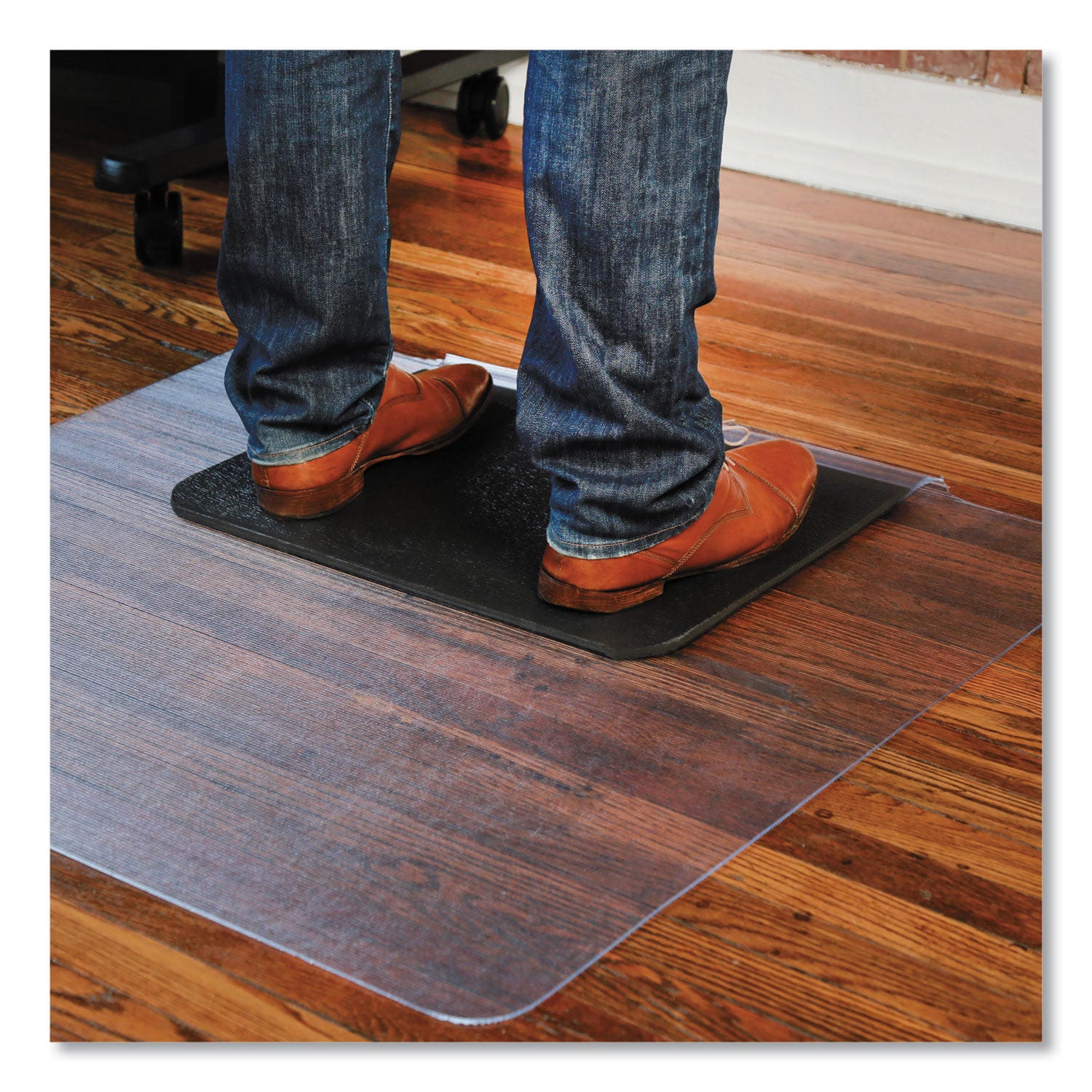 ES Robbins® Sit or Stand Mat for Carpet or Hard Floors, 36 x 53 with Lip, Clear/Black