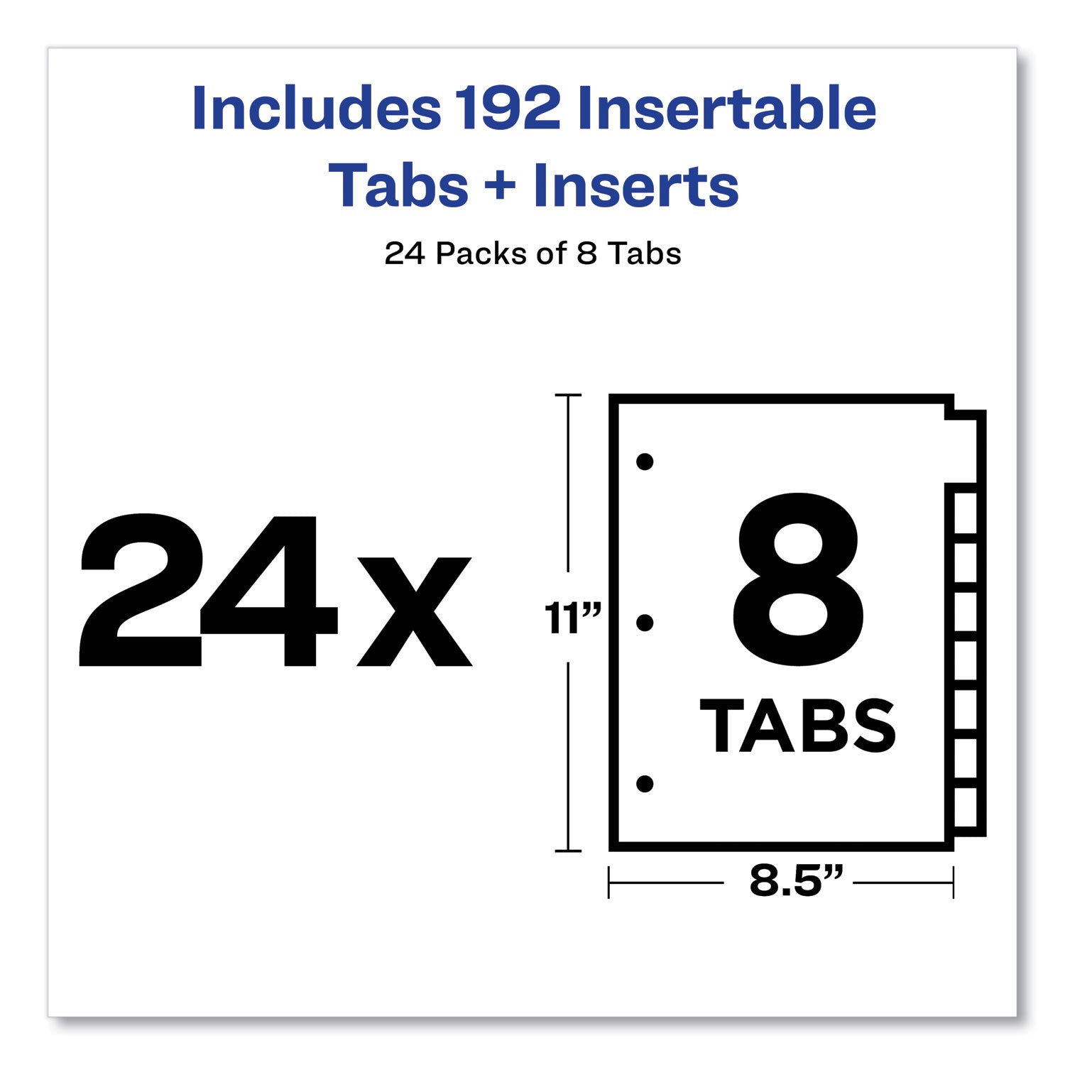 Avery® Insertable Big Tab Dividers, 8-Tab, Double-Sided Gold Edge Reinforcing, 11 x 8.5, Buff, Clear Tabs, 24 Sets