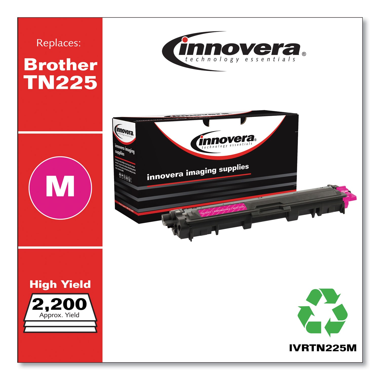 Innovera® Remanufactured Magenta High-Yield Toner, Replacement for TN225M, 2,200 Page-Yield