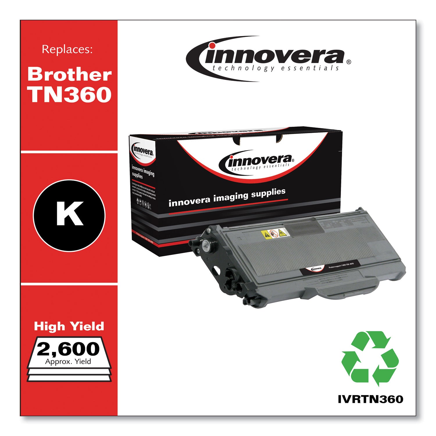 Innovera® Remanufactured Black High-Yield Toner, Replacement for TN360, 2,600 Page-Yield