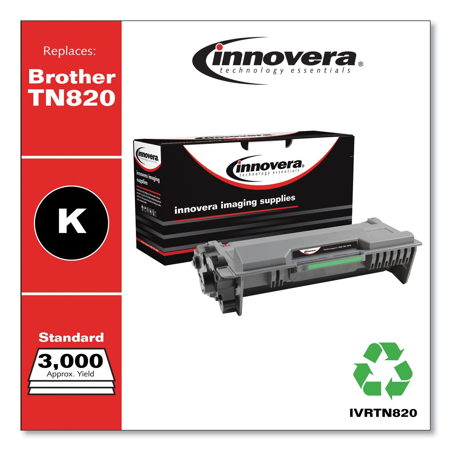 Innovera® Remanufactured Black Toner, Replacement for TN820, 3,000 Page-Yield