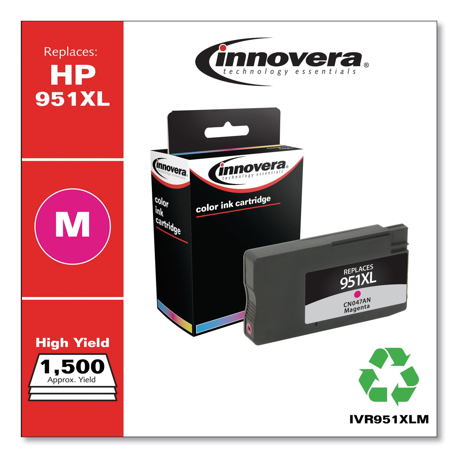 Innovera® Remanufactured Magenta High-Yield Ink, Replacement for 951XL (CN047AN), 1,500 Page-Yield