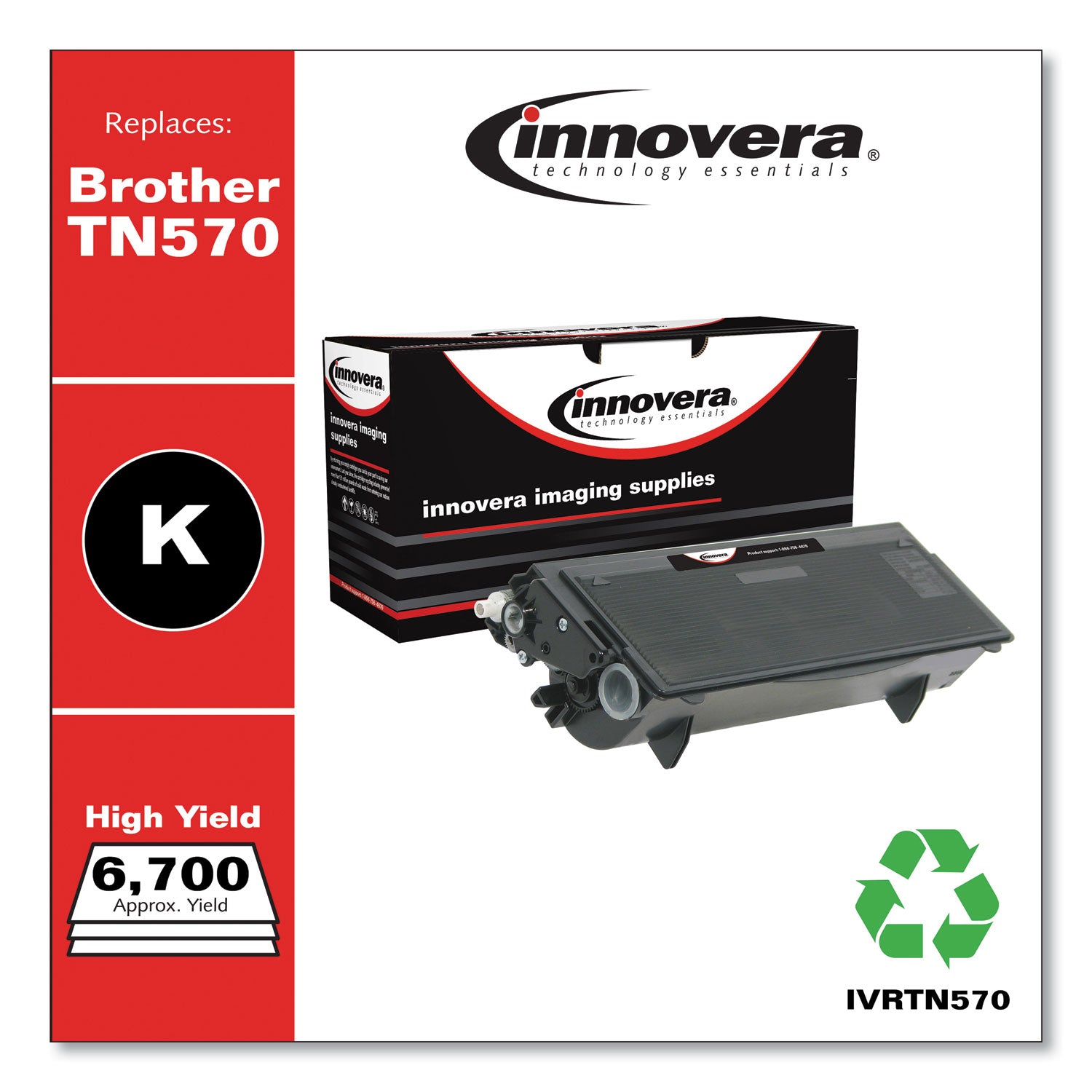 Innovera® Remanufactured Black High-Yield Toner, Replacement for TN570, 6,700 Page-Yield