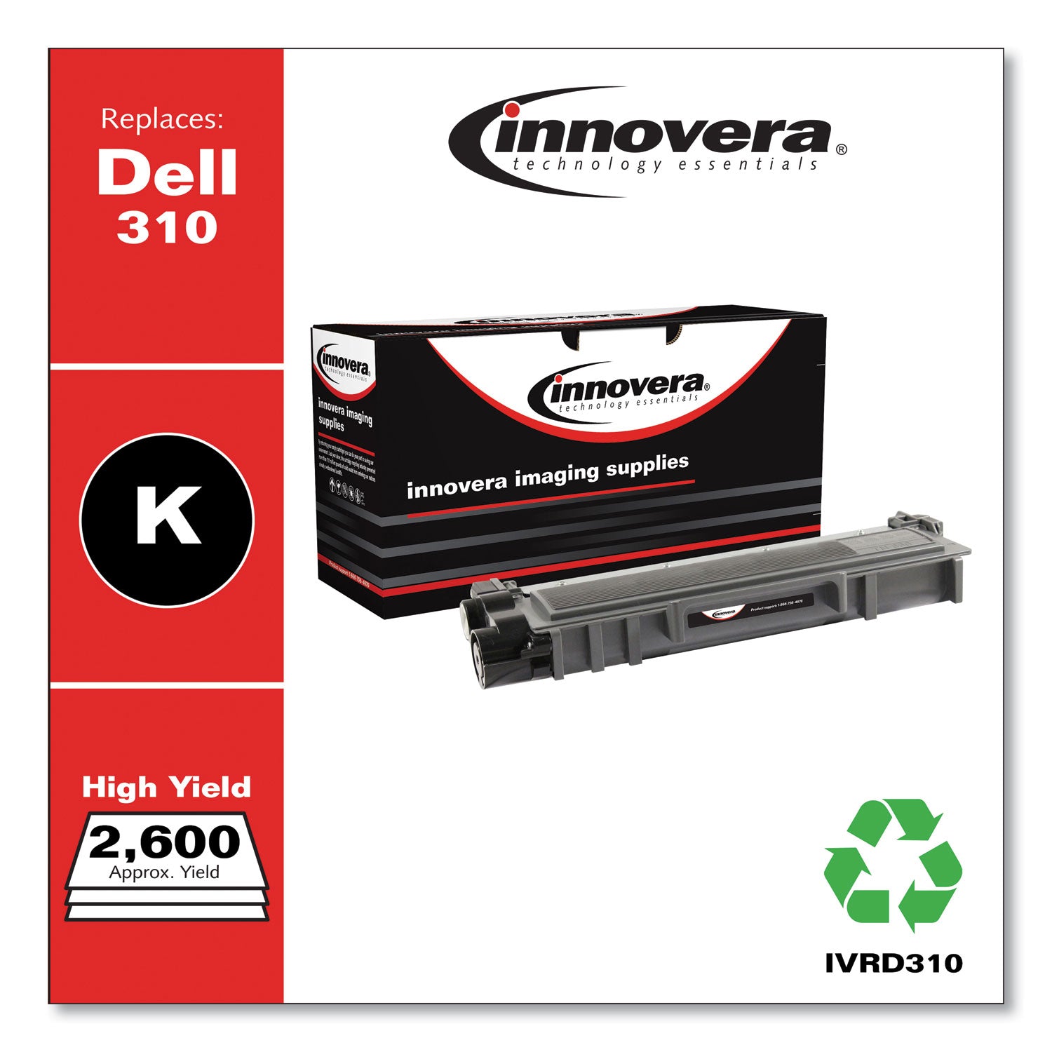 Innovera® Remanufactured Black High-Yield Toner, Replacement for 593-BBKC, 2,600 Page-Yield