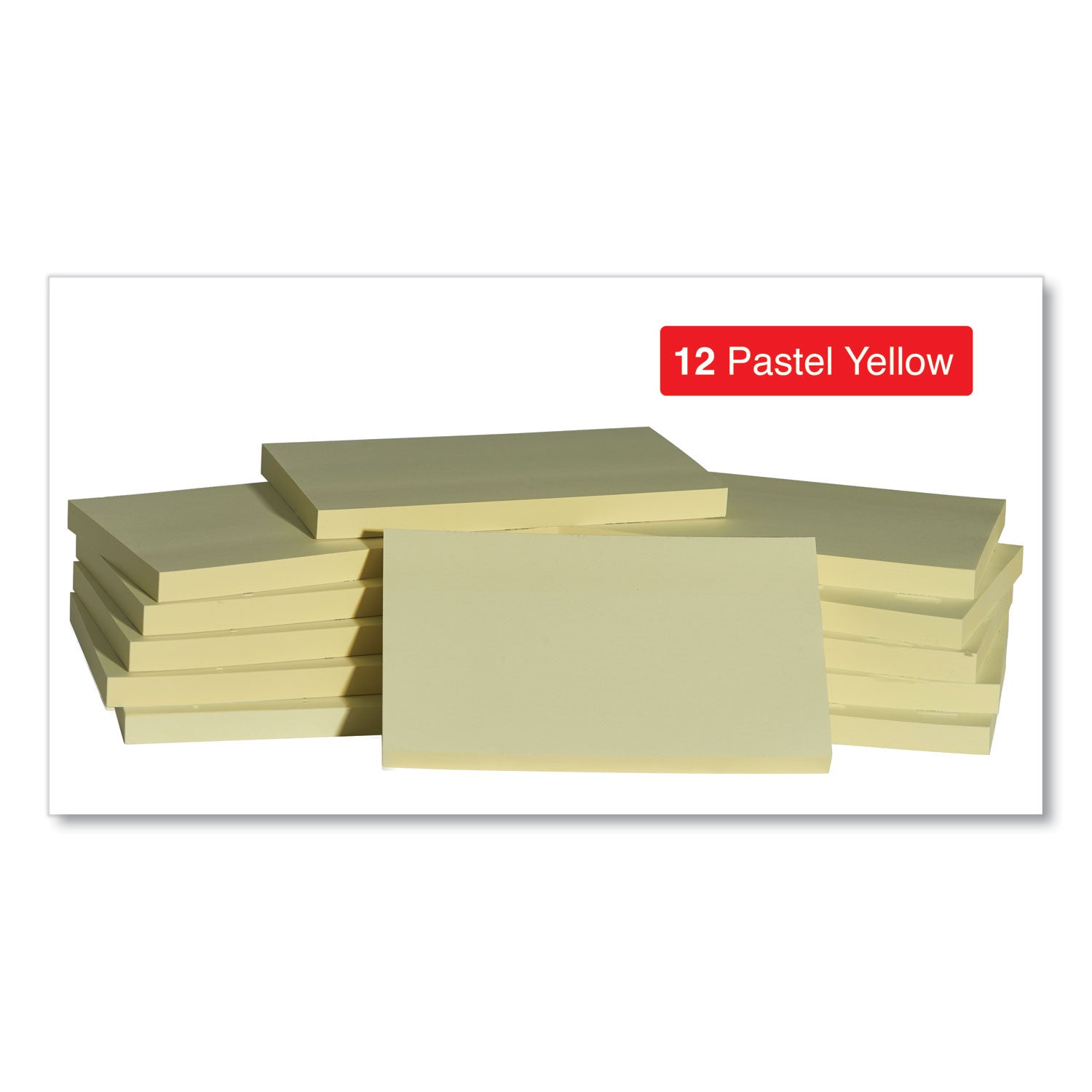 Universal® Self-Stick Note Pads, 3" x 5", Yellow, 100 Sheets/Pad, 12 Pads/Pack