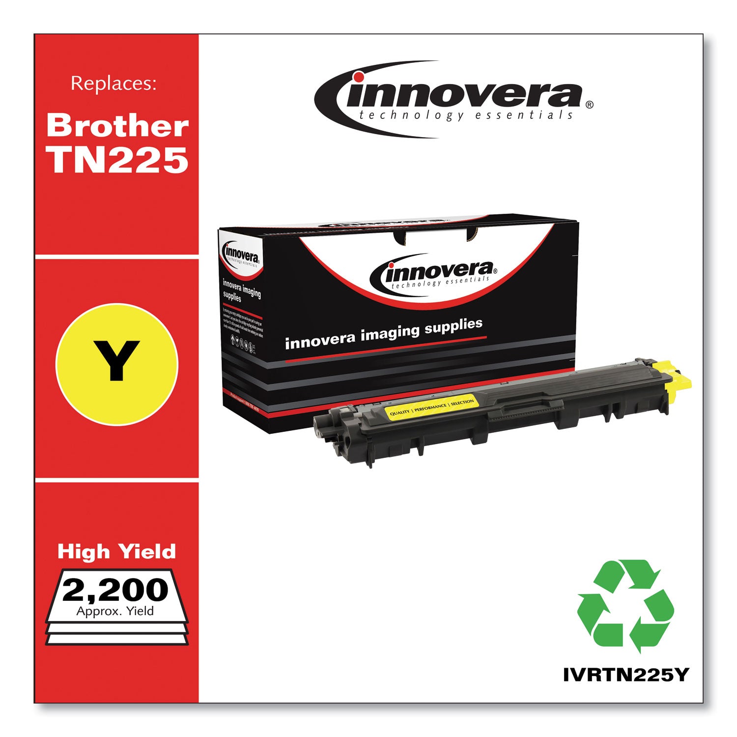 Innovera® Remanufactured Yellow High-Yield Toner, Replacement for TN225Y, 2,200 Page-Yield