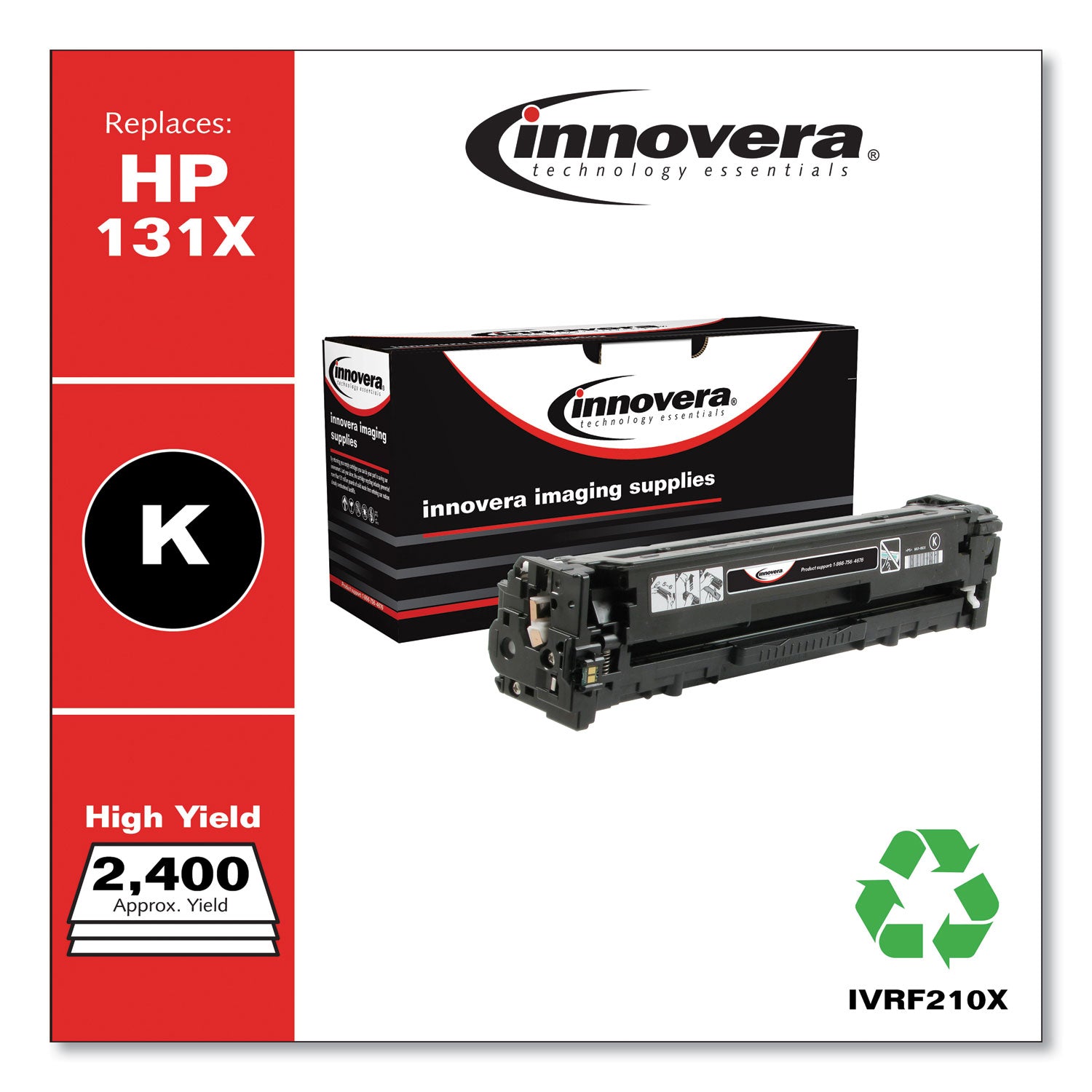 Innovera® Remanufactured Black High-Yield Toner, Replacement for 131X (CF210X), 2,300 Page-Yield