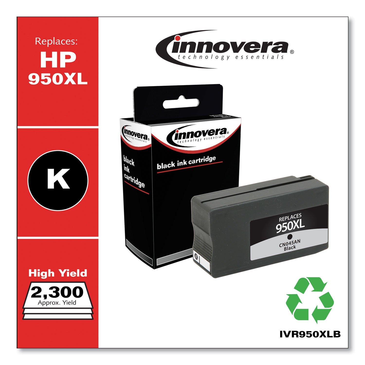 Innovera® Remanufactured Black High-Yield Ink, Replacement for 950XL (CN045AN), 2,300 Page-Yield