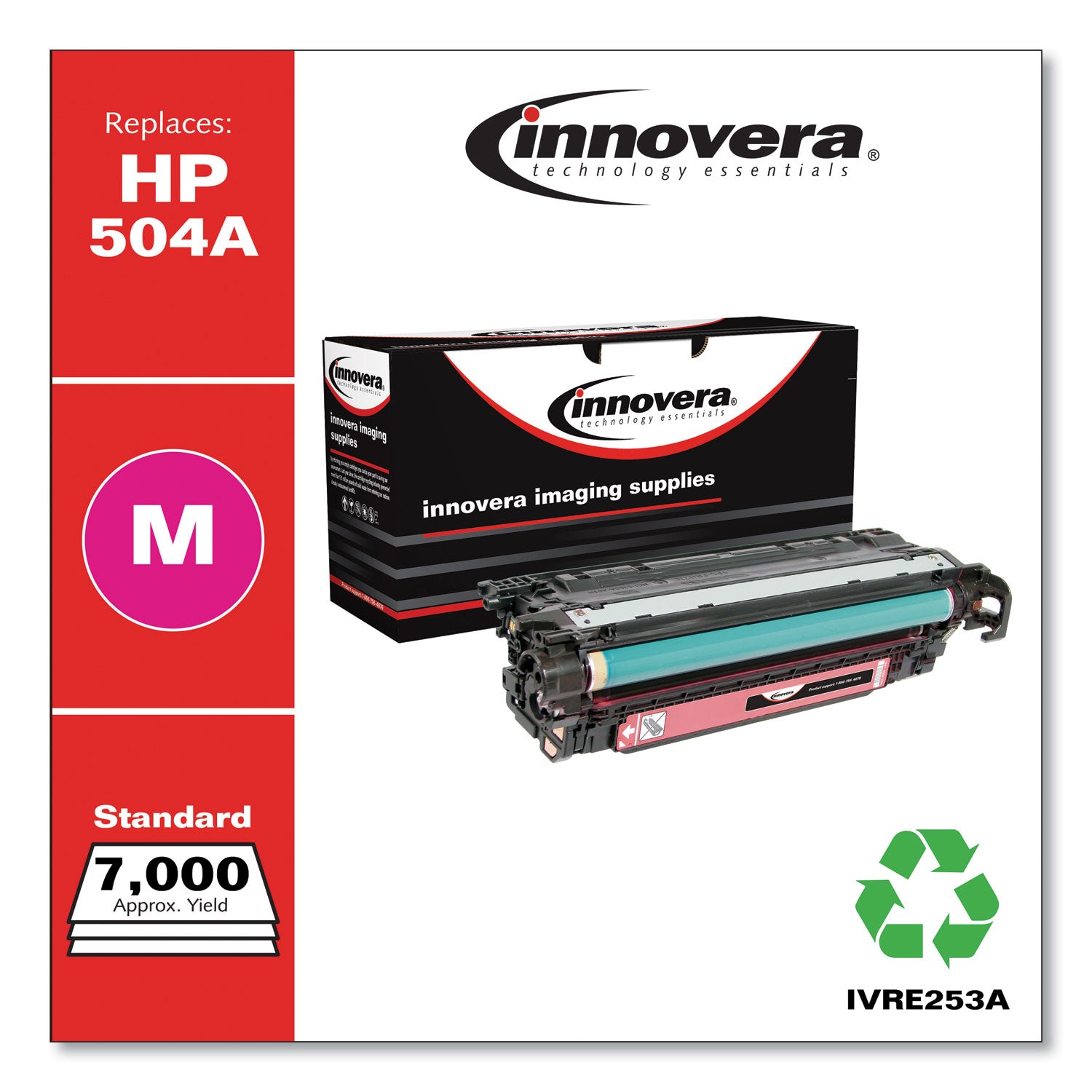 Innovera® Remanufactured Magenta Toner, Replacement for 504A (CE253A), 7,000 Page-Yield