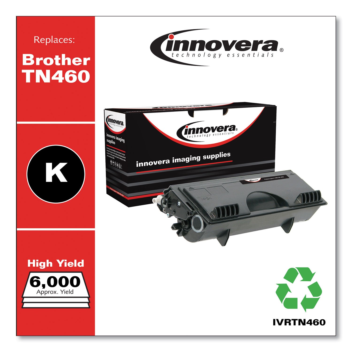 Innovera® Remanufactured Black High-Yield Toner, Replacement for TN460, 6,000 Page-Yield