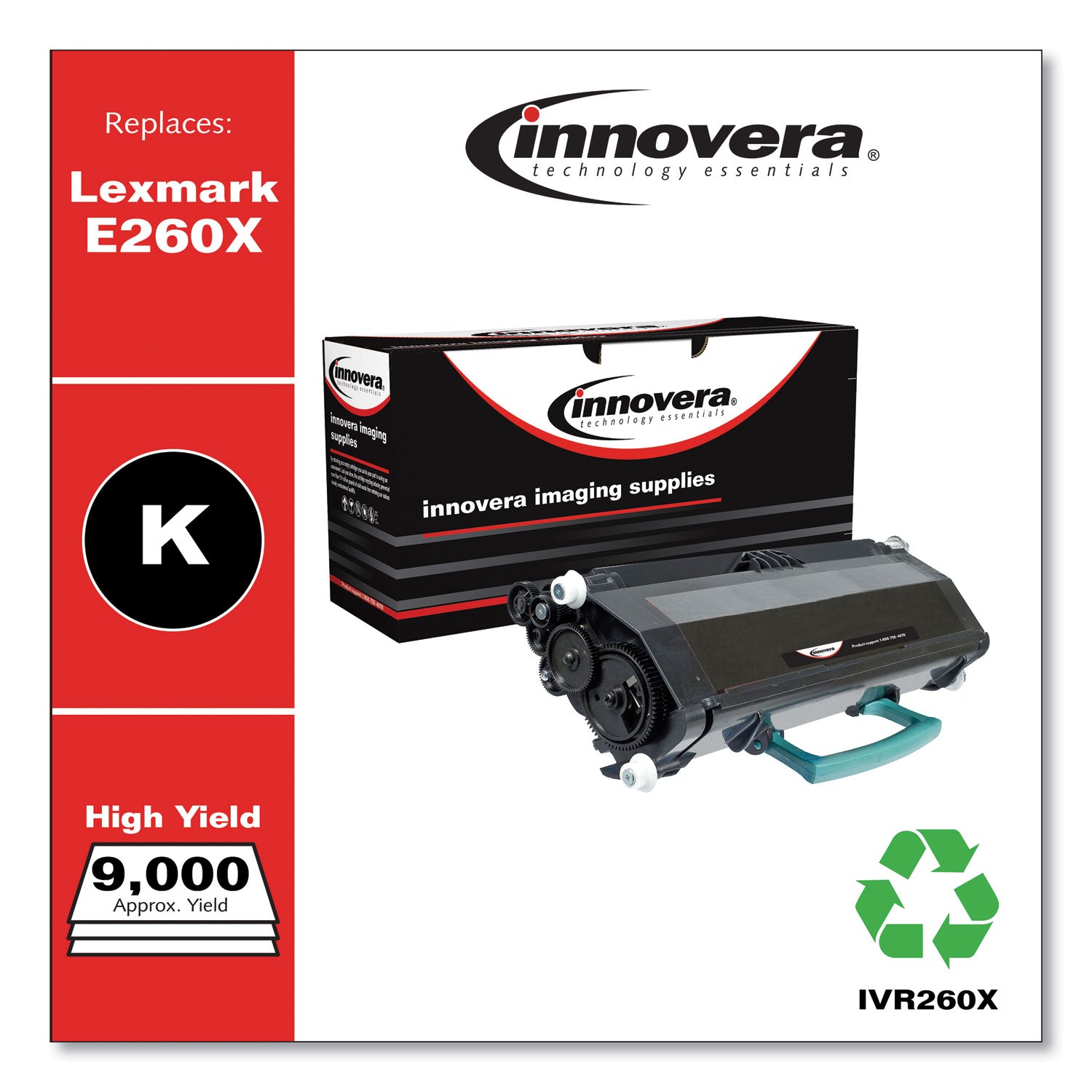 Innovera® Remanufactured Black High-Yield Toner, Replacement for E260A11A, 9,000 Page-Yield